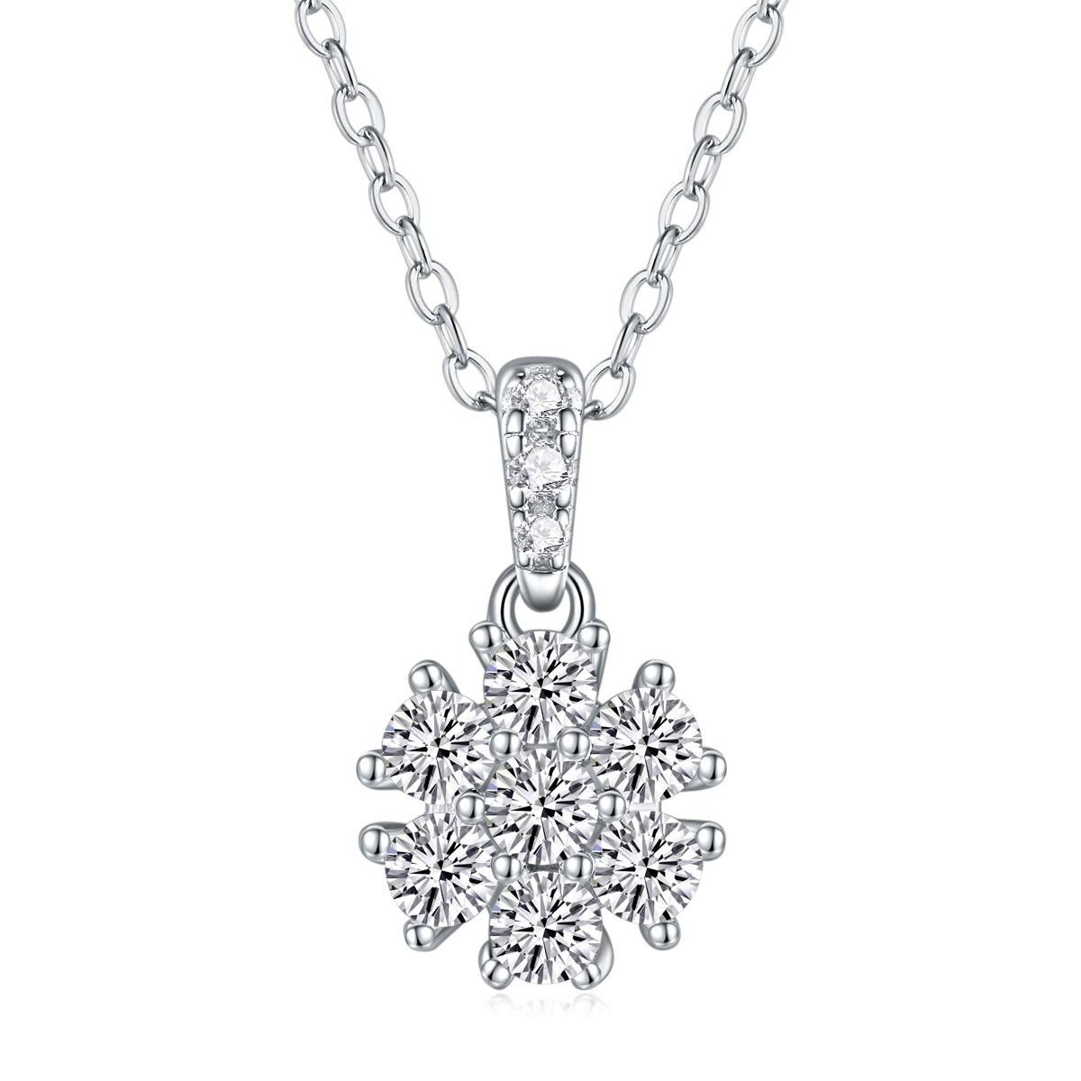 1Snowflake Dance - A Fashionable And Luxurious Diamond Jewelry Pendant Set With Moissanite S925 Sterling Silver And Platinum Plating Prohibit TikTok sales - 5 - cj