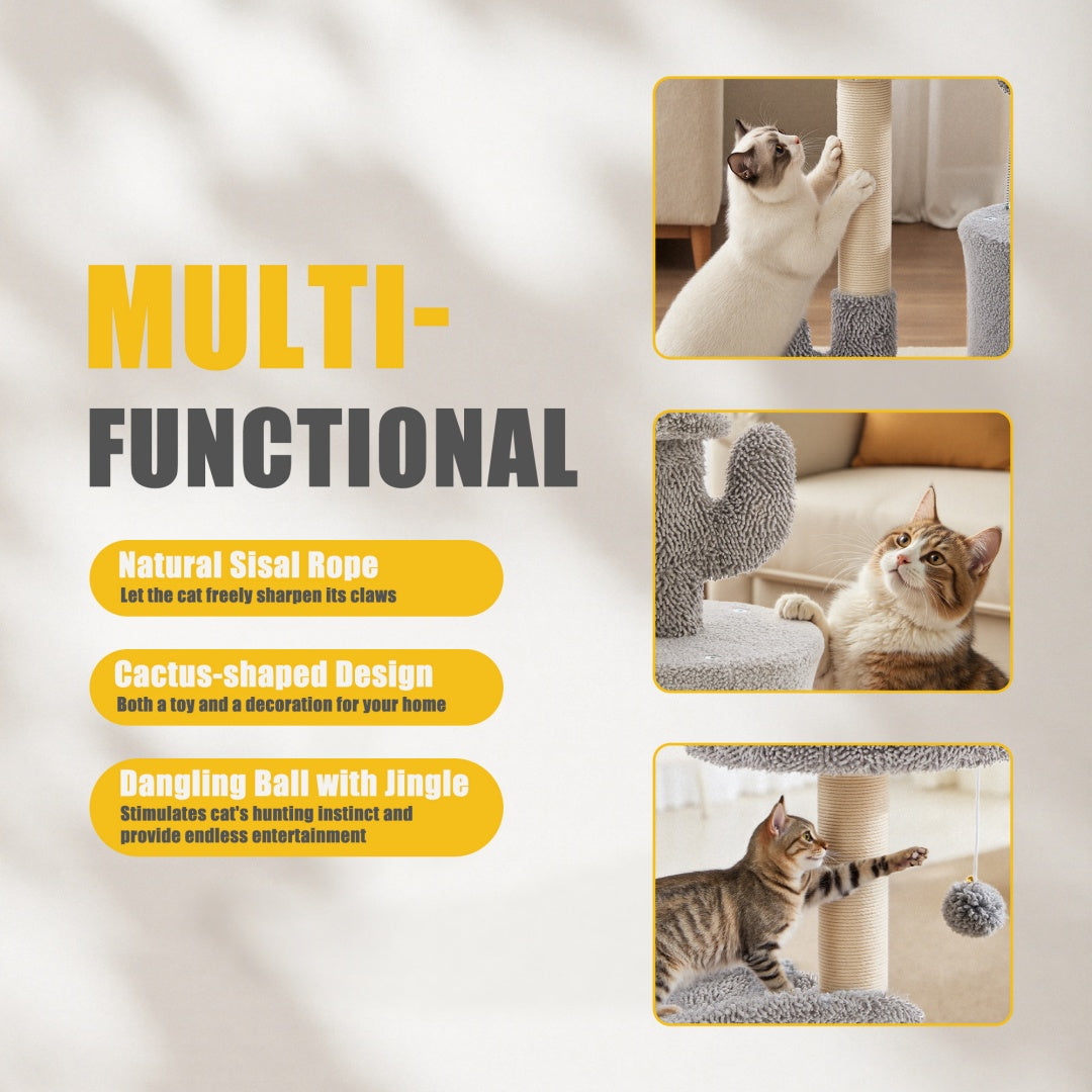 Small Cat Tree Tower, 33 Cat Scratching Post With Curved Bed - 5 - CJ