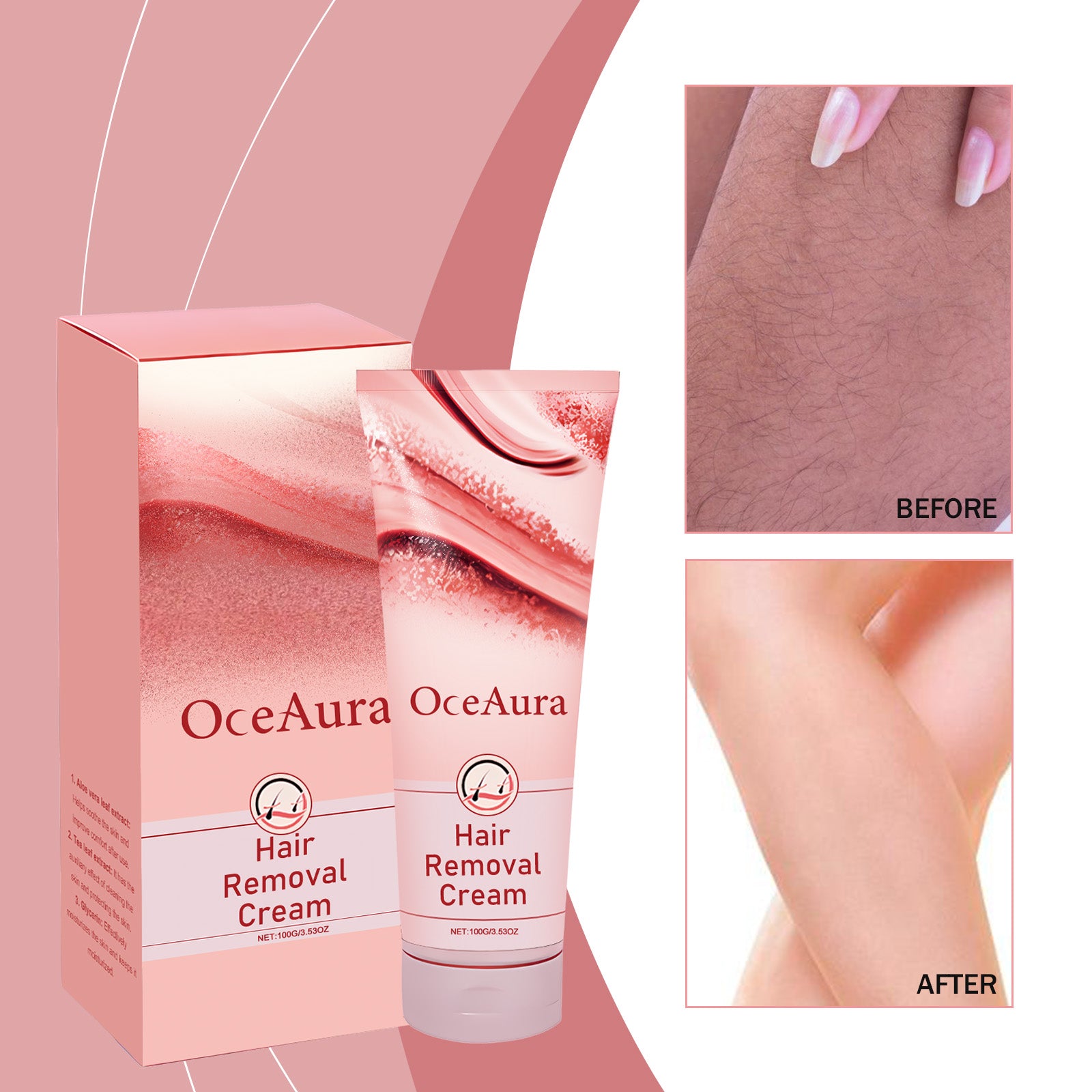 OceAura Hair Removal Cream, Easy To Remove Body Hair Refreshing Clean Skin To Keep Skin Smooth Gentle Hair Removal Cream - 5 - CJ