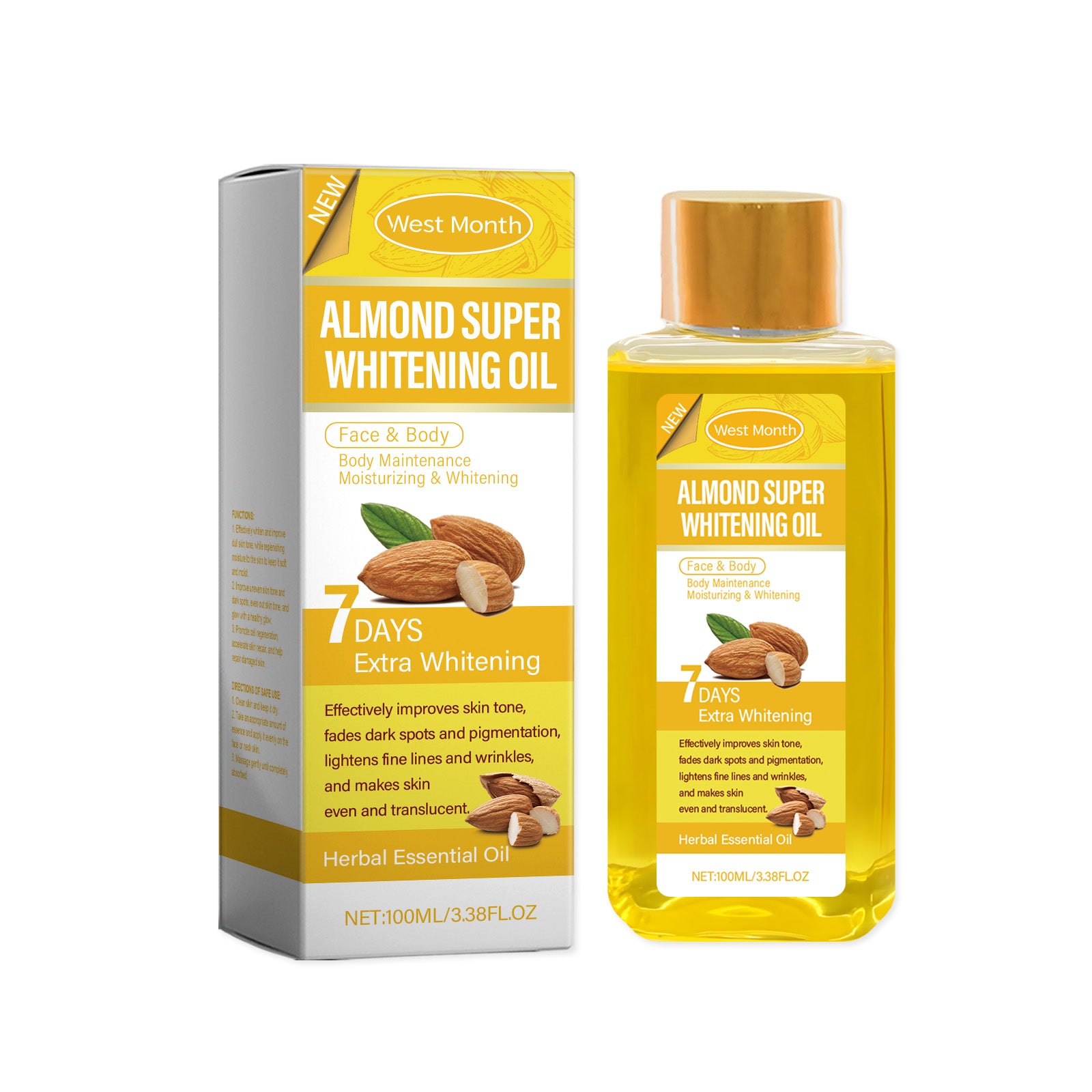 West&Month Sweet Almond Body Brightening Oil, Brightening Skin, Moisturizing And Moisturizing Skin Body Oil - 5 - CJ