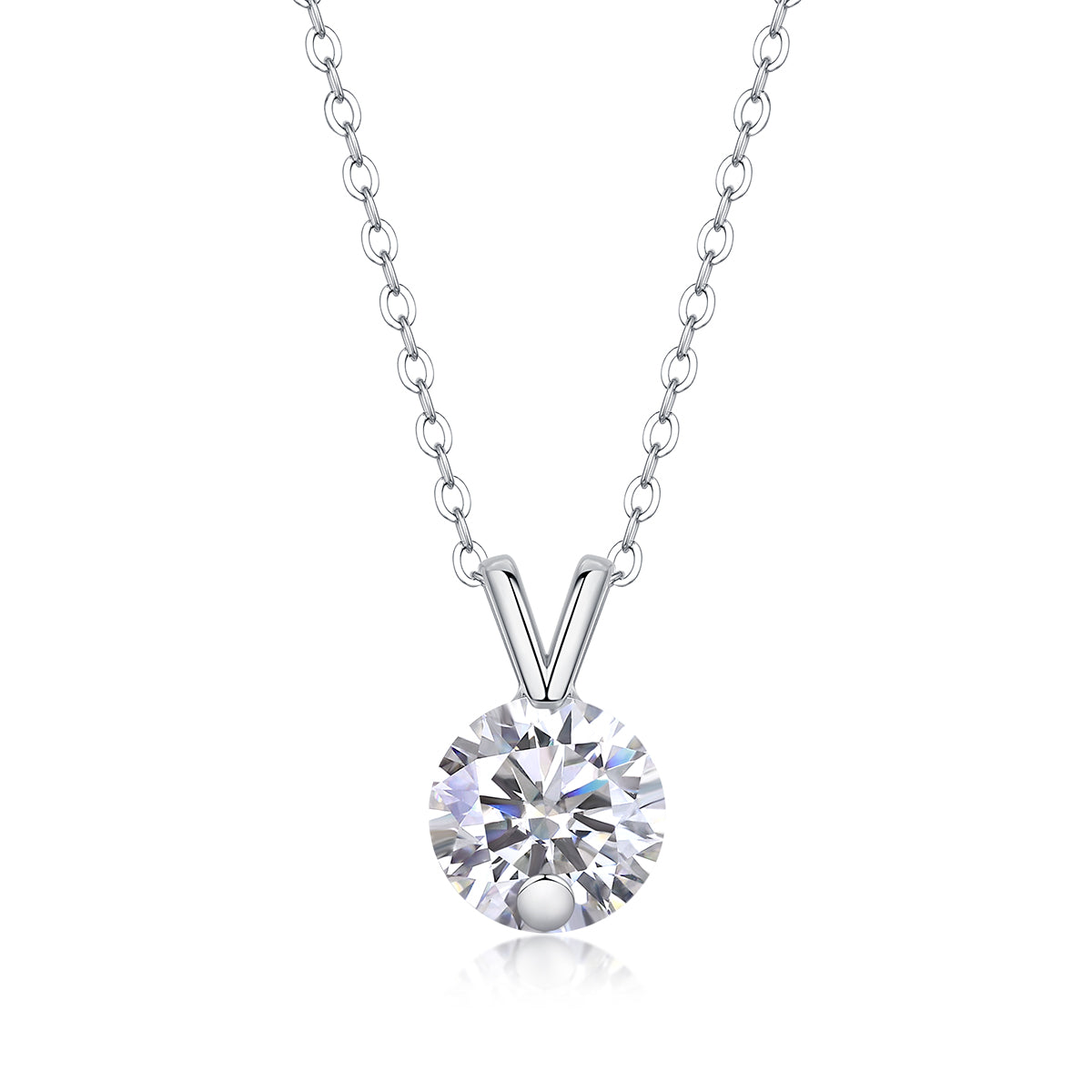 1Diamond Sparkle V - chain Luxury Fashion Diamond Pendant Necklace Set With Mosan Diamond Silver Ornaments Prohibit TikTok sales - 5 - CJ