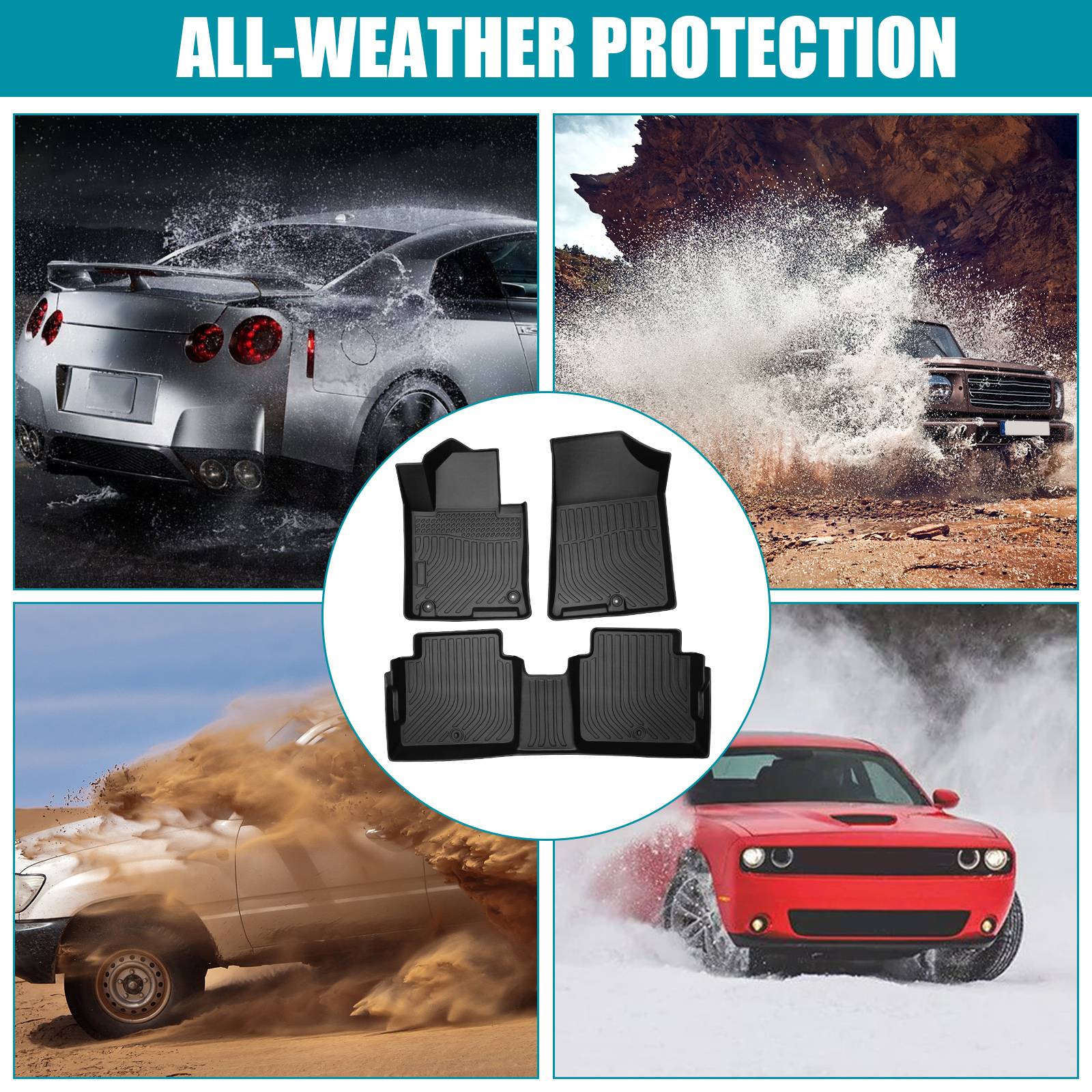 All Weather Floor Mats Liners For 2016 - 2020 Kia Optima Waterproof 3D TPE Carpet - 5 - CJ