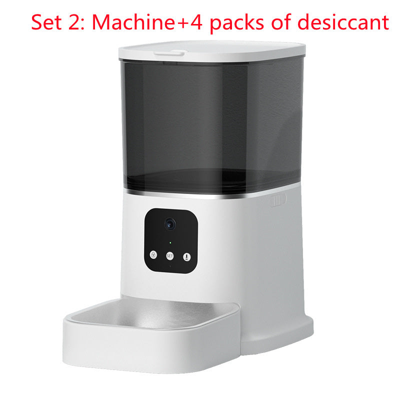 Pet Automatic Feeder Large Capacity Smart Voice Recorder APP Control Timer Feeding Cat Dog Food Dispenser With WiFi Pet Bo - 0 - CJ - White set2 - Video version - EU - CJMY144622081CX