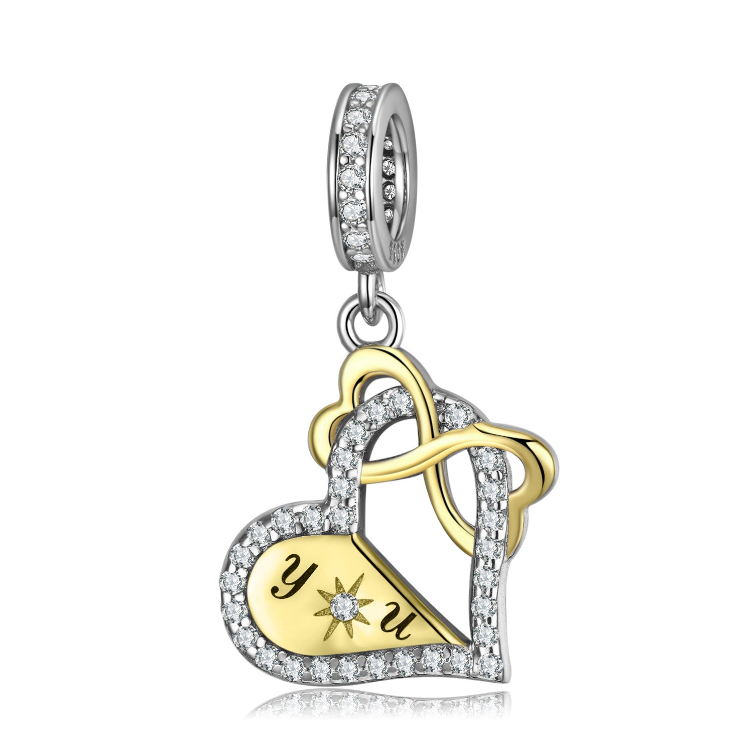 LOVE YOU Eternity 925 Sterling Silver Pendant Valentine's Day Women's Bracelet Diy Accessories Beads - 4 - CJ
