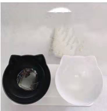 Non Slip Double Cat Bowl With Raised Stand Pet Food Cat Feeder Protect Cervical Vertebra Dog Bowl Transparent Pet Products - 0 - CJ - Black white and box - CJMY122872113MN