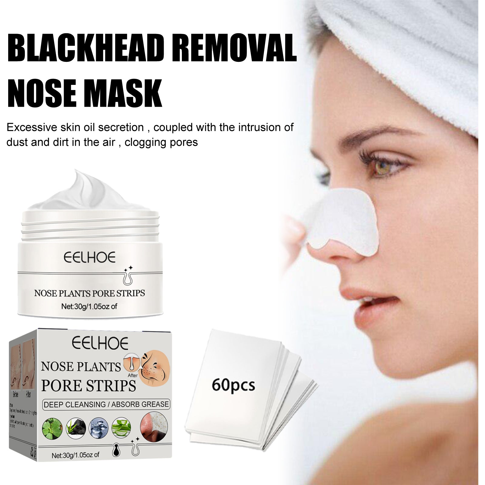 EELHOE Blackhead Removal Nasal Mask Deep Pore Cleansing Blackheads & Acne Rip - Off Nasal Mask - 5 - CJ