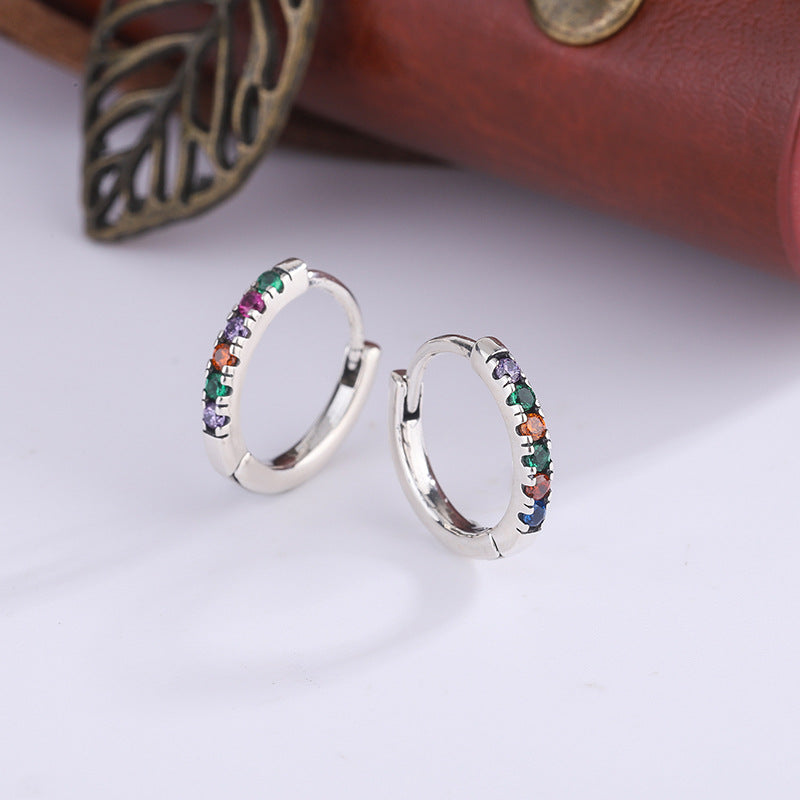 S925 Sterling Silver Vintage Thai Silver Rainbow Earrings Personalized Color Earrings - 4 - https://x.com/titan_prim62775J