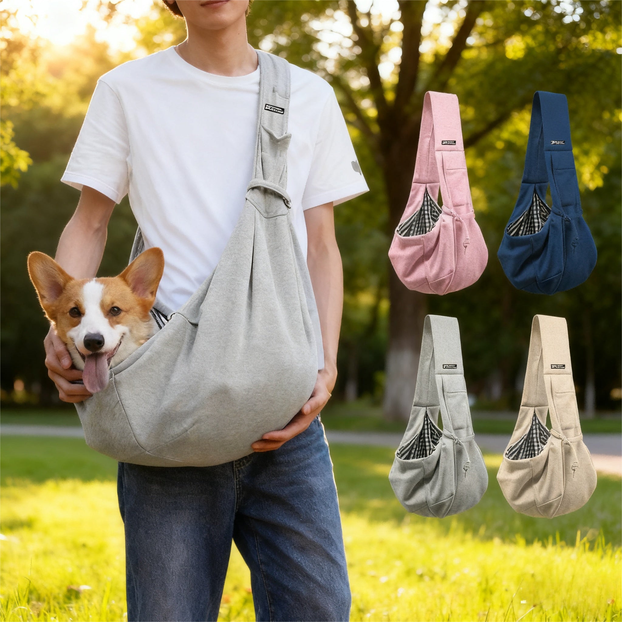 Comfortable Cotton Dog Bag Pet Out Crossbody Shoulder Bag Outdoor Travel Portable Cat Puppy Sling Bag Pet Carrying Supplies - 5 - CJ