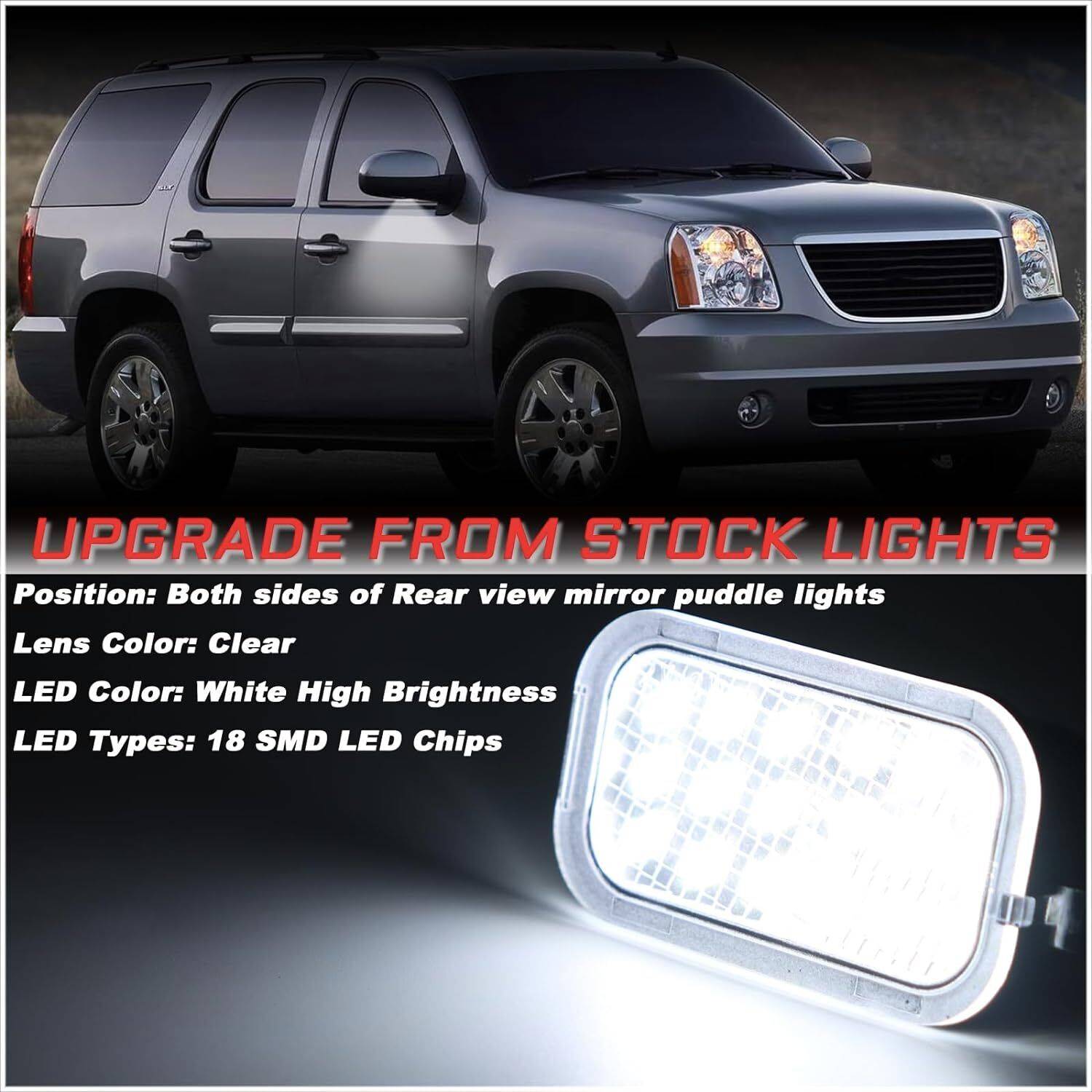 2X LED Side Mirror Puddle Lights For 07 - 14 Yukon Sierra Tahoe Avalanche Escalade - 5 - cjdropshipping