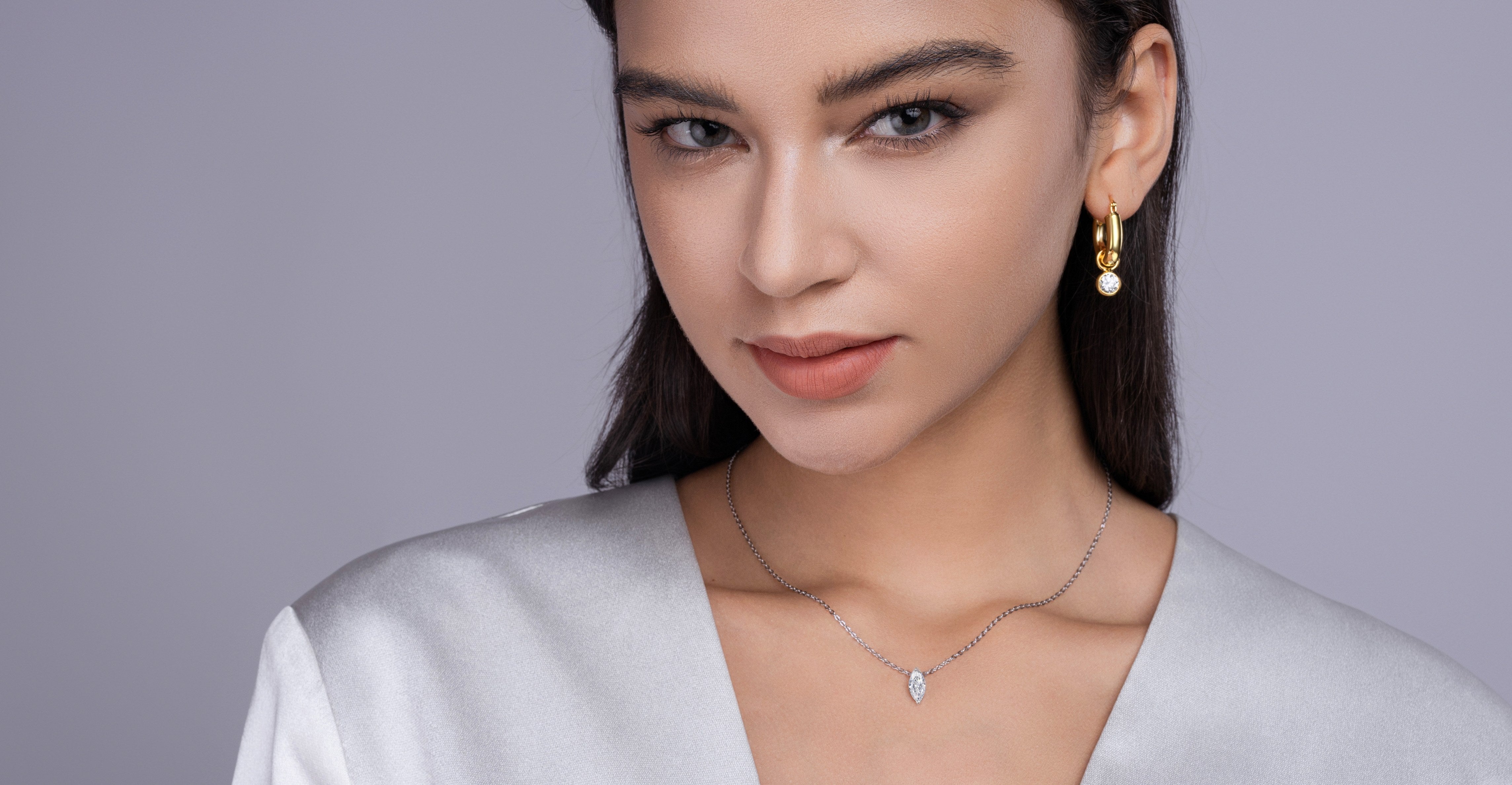 1A Fashionable Jewelry Pendant Set Moissanite S925 Sterling Silver And Platinum - plated Diamond In The Shape Of A Horse’s Eye. Moissanite Silver Jewelry Prohibit TikTok sales - 5 - cj