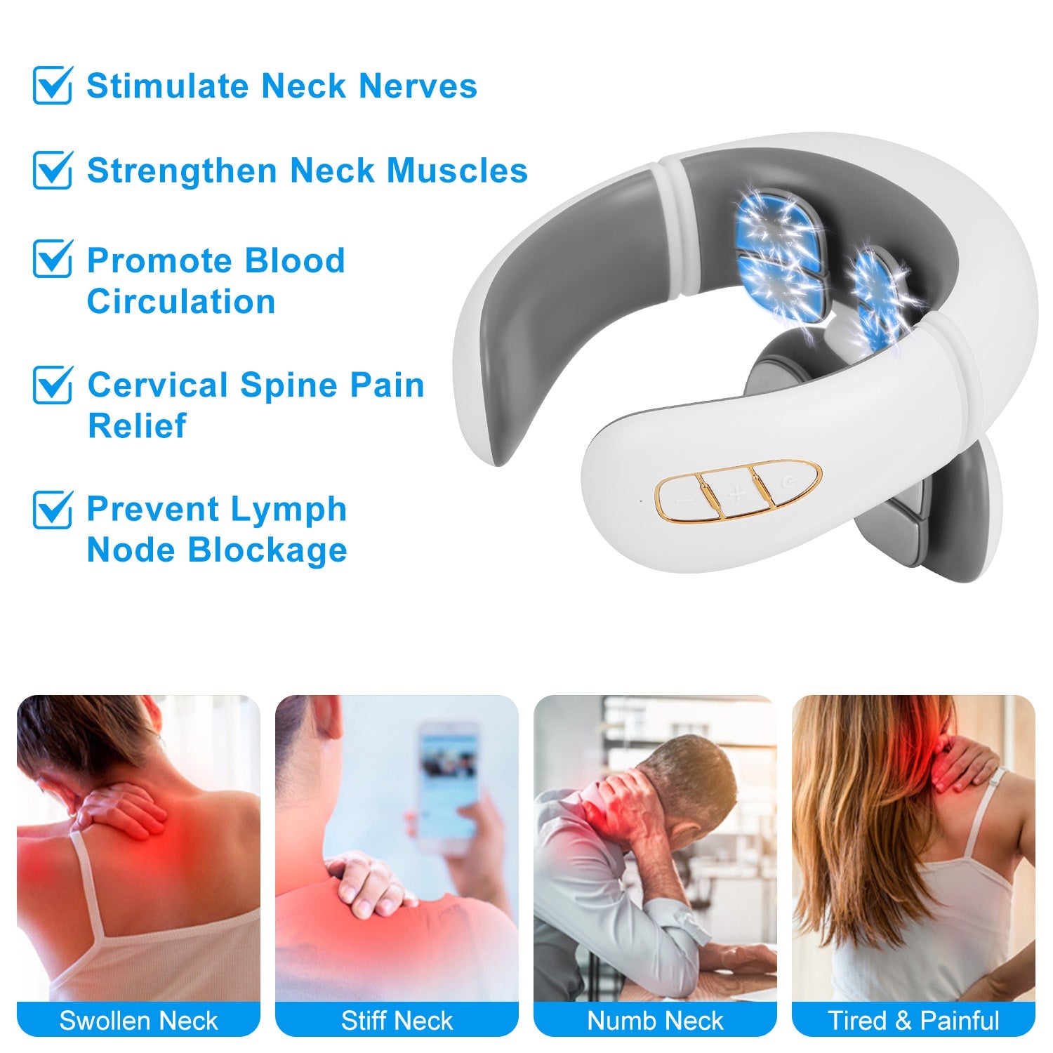 1 Set EMS Neck Massager With Heat Cordless Cervical Neck Massager EMS Neck Massager With 6 Modes 15 Intensity Levels Remote Control - 5 - CJ