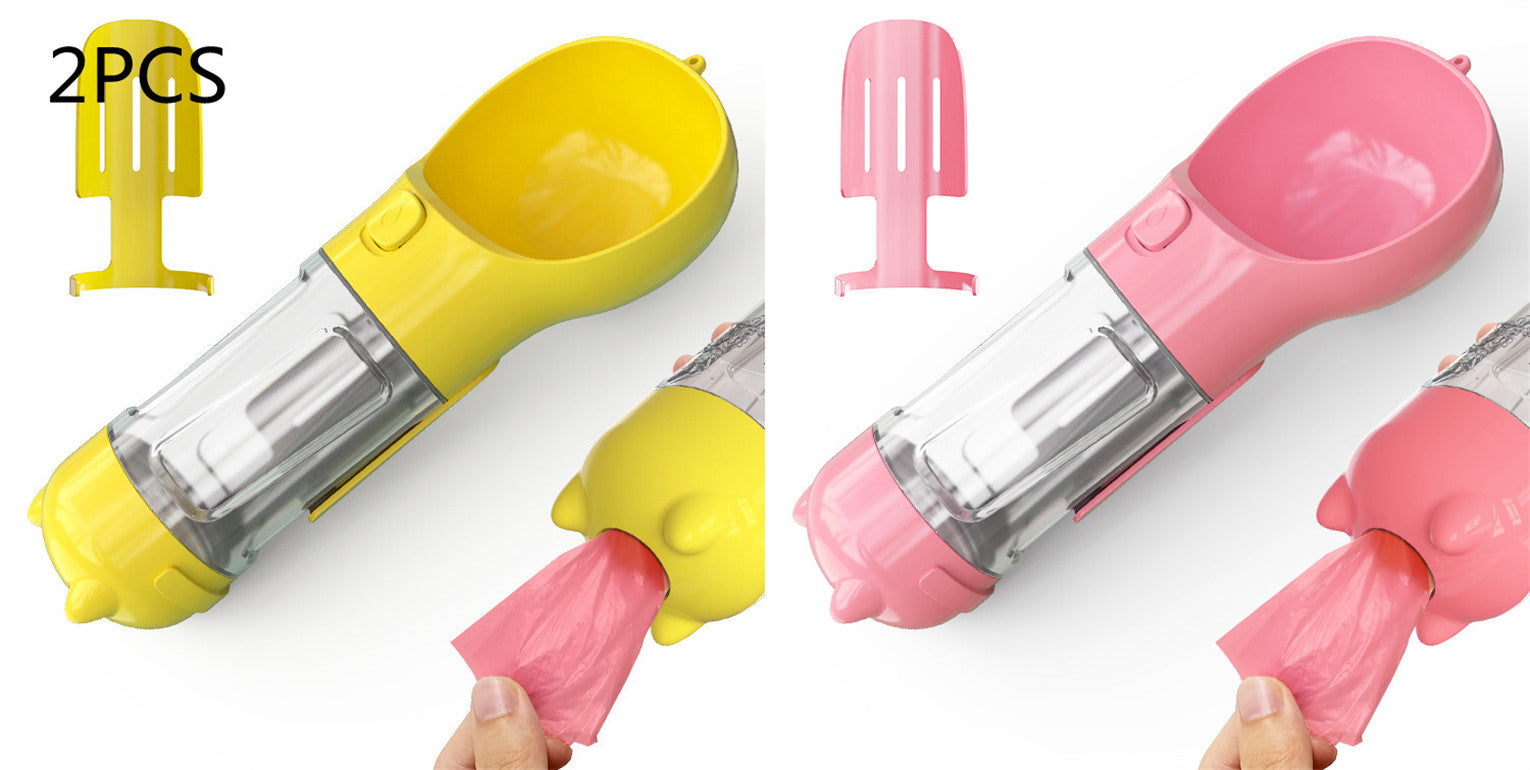 Pet Water Bottle Feeder Bowl Garbage Bag Storage Portable Pet Outdoor Travel 3 In 1 Dog Water Bottle - 0 - CJ