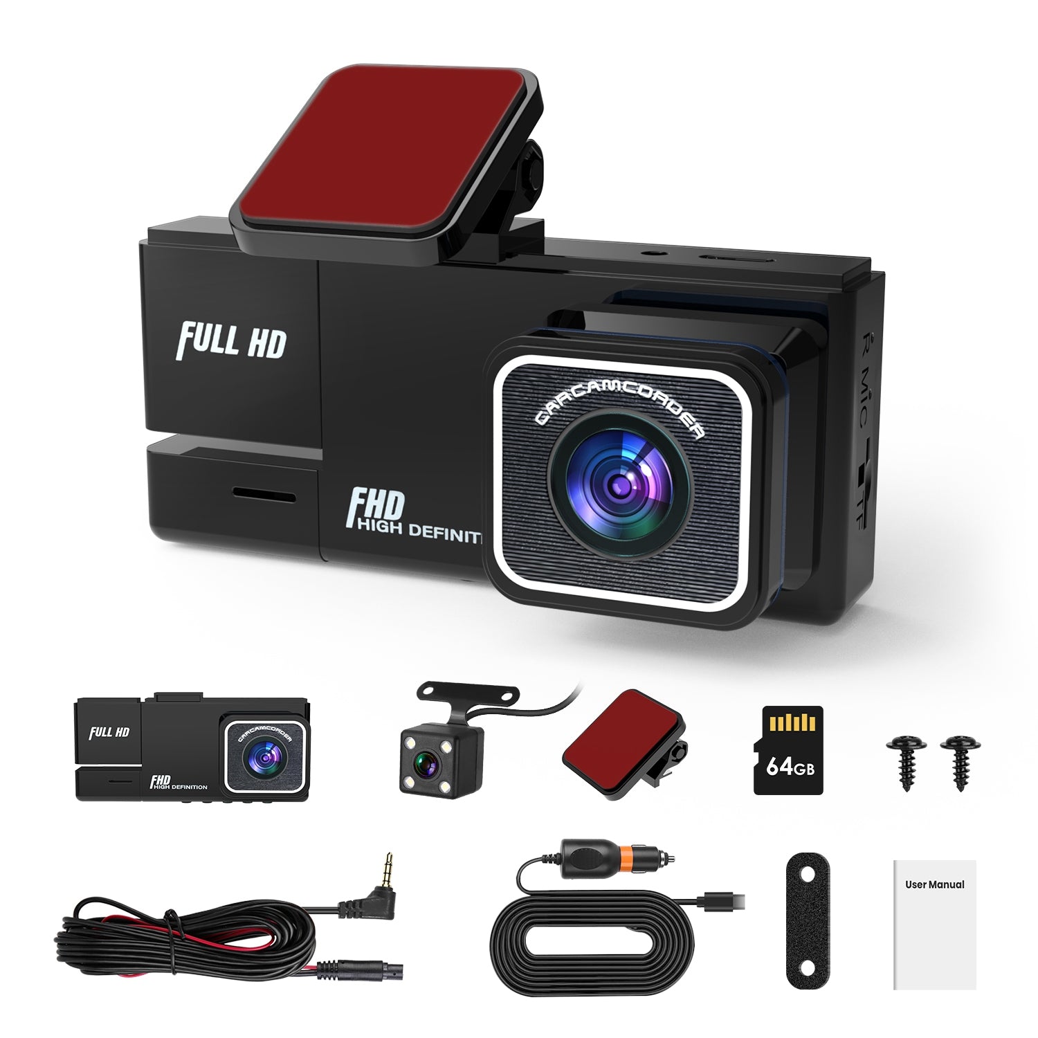 1Pc WiFi FHD 1080P Car Dash Cam 3 Channels Front Rear Inside Dash Camera With Loop Recording Reversing Image Night Vision 170 Degree Wide Angle Support 64G MMC Card Included - 5.0 - CJ