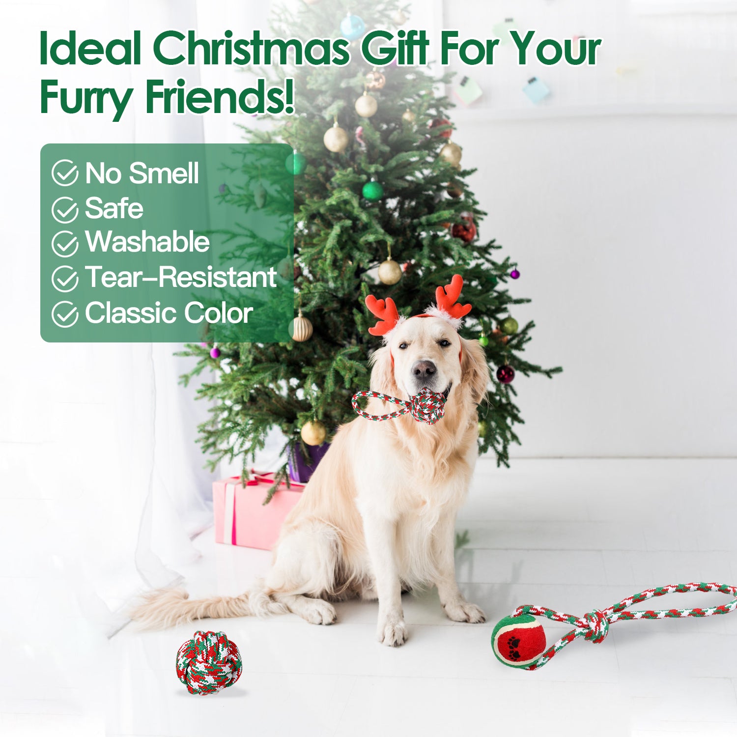 Set Of 5Pcs Christmas Dog Rope Chew Toys Dog Interactive Toys Set For Puppy Small Medium Aggressive Chewers Dogs Training Teething Playing - 5 - CJ