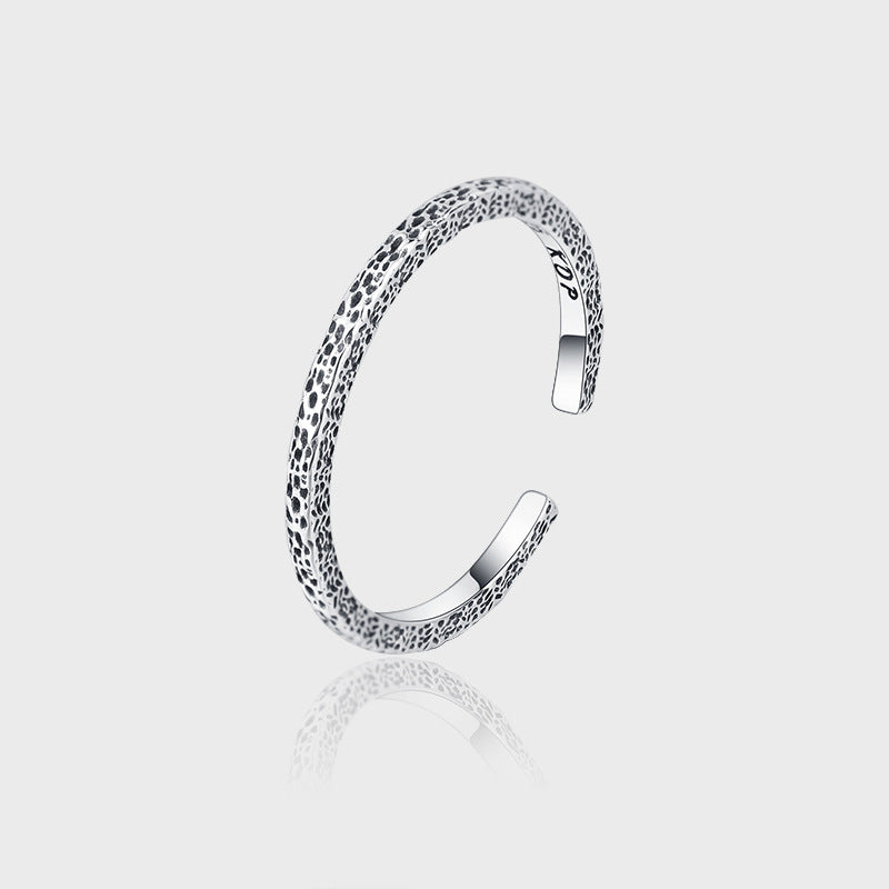 Sterling Silver 925 Cold Texture Style Retro Style Simple Ring - 4 - CJ