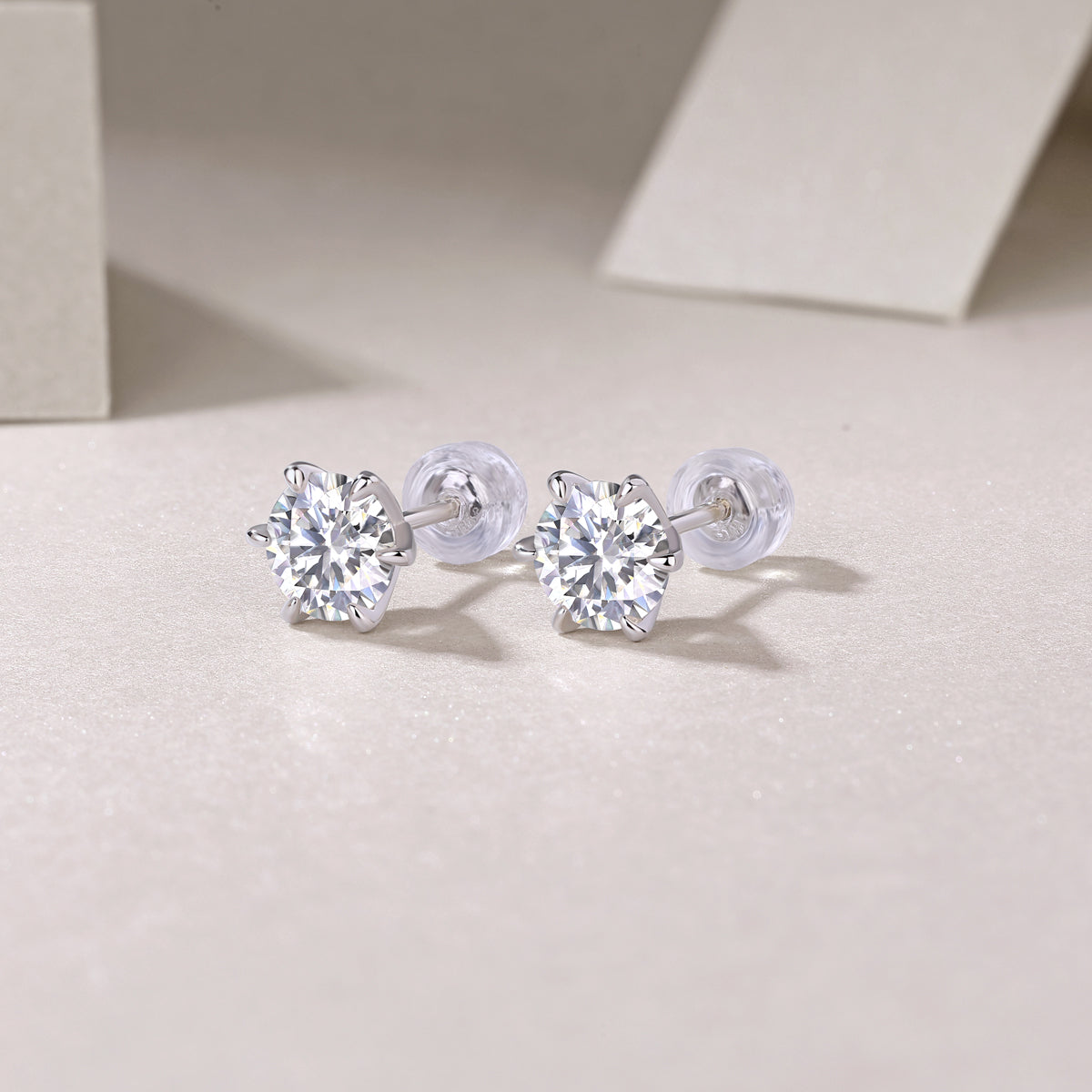 1Guardian Classic Six Claw Luxury Fashion Diamond Earrings Stud Set Mosan Diamond Silver Jewelry Prohibit TikTok sales - 5 - CJ