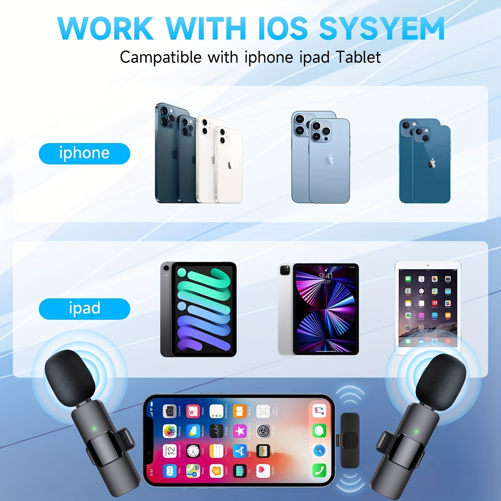 Wireless Lavalier Lapel Microphone For IPhone IPad Professional Wireless Clip Mic - Cordless Omnidirectional Condenser Recording Mic For Interview Video Podcast Vlog YouTube - 5 - CJ