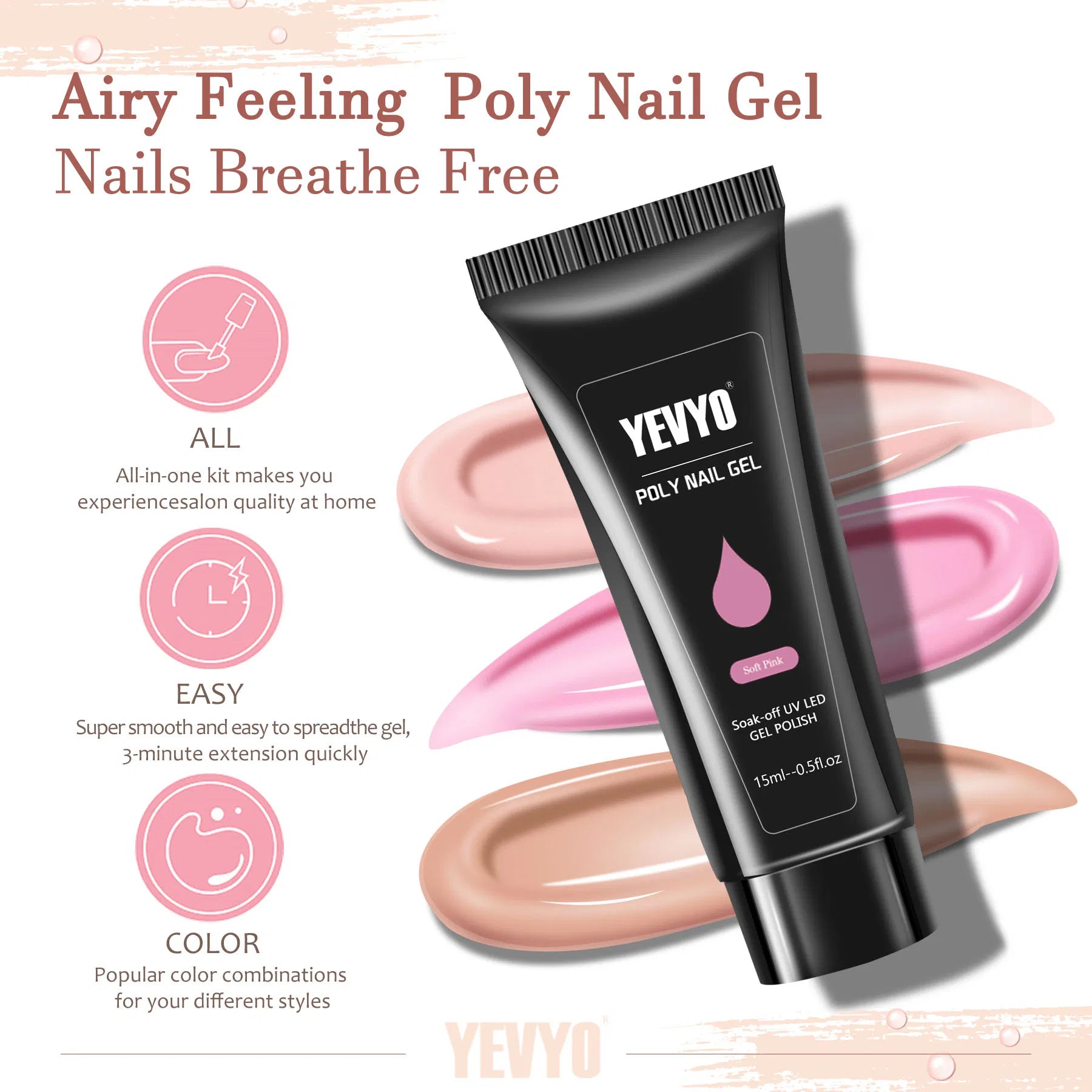 Poly Gel Nail Kit Poly Nail Gel Kit With UV Lamp For Beginners With Anything With Gel Extension Nail Kit With Slip Solution - 5.0 - CJ