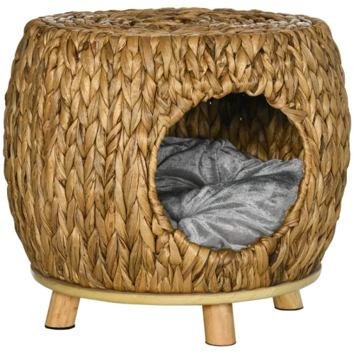 PawHut Wicker Cat Bed Cat House Stool With Washable Cushion, 44 X 43 X 41cm - 5 - cjdroshippping