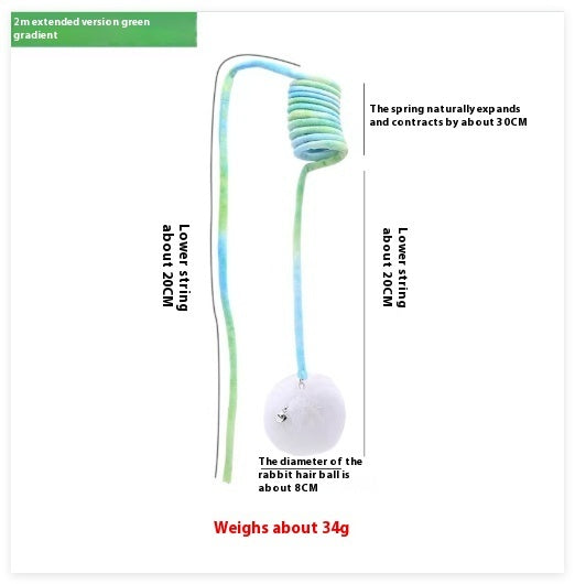 Cat Toy Self - Hi Sucker Spring Rabbit Hair Ball Interactive Play Pet Supplies Interactive Toys - 0 - CJ - Green gradient - Spring rabbit fur ball - CJMY153256509IR