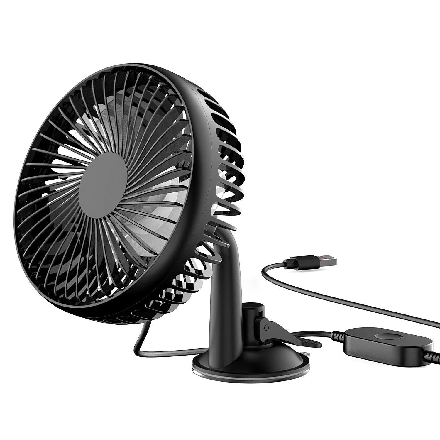 1Pc Car Cooling Fan Portable Rotatable USB Vehicle Fan Backseat Clip Fan Dashboard Window Suction Fan For SUV RV Pickup With 3 Speeds - 5 - CJ