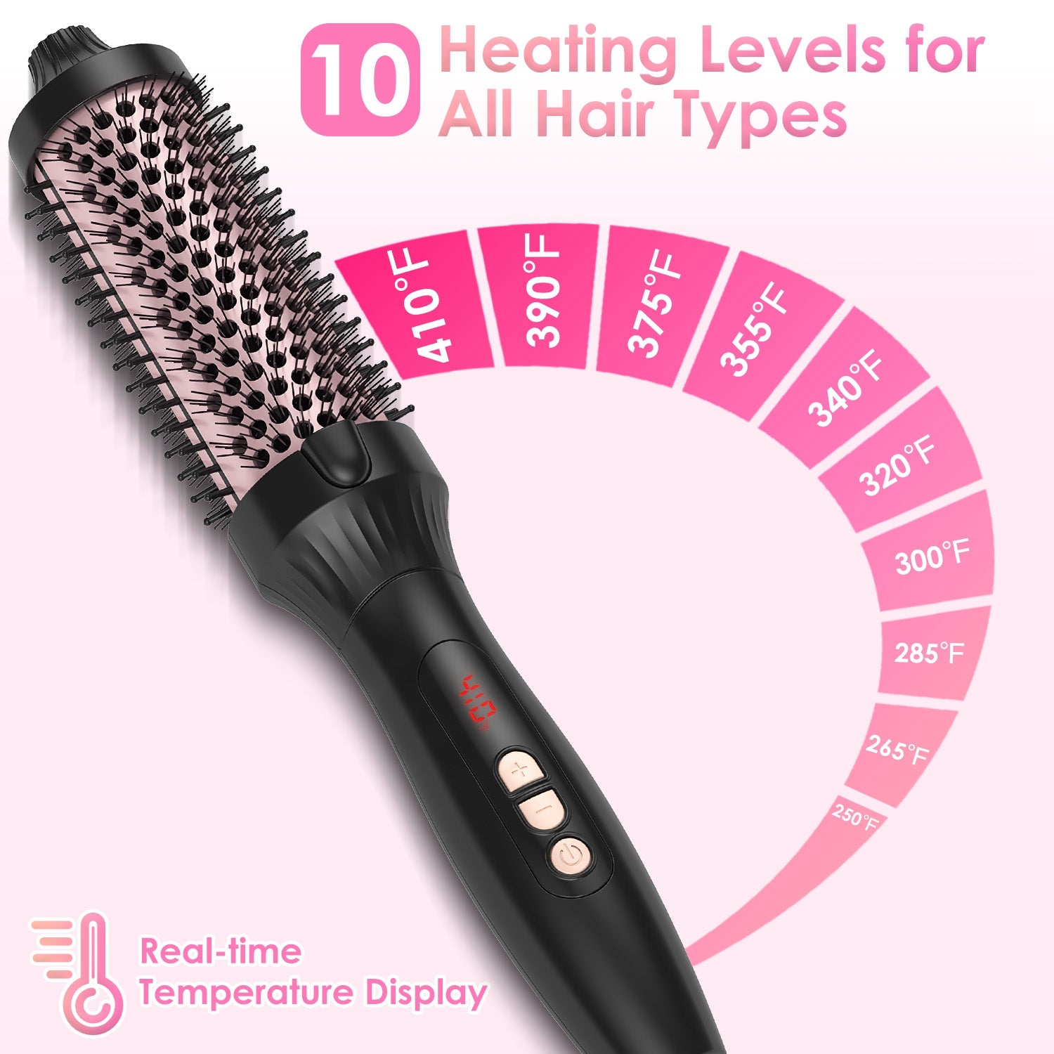 1Pc 3 In 1 Thermal Brush Hair Curler Brush Hair Curler Straightener With 10 Heating Levels 30S Fast Heating Fit For All Hair Types For Home Travel - 5 - CJ