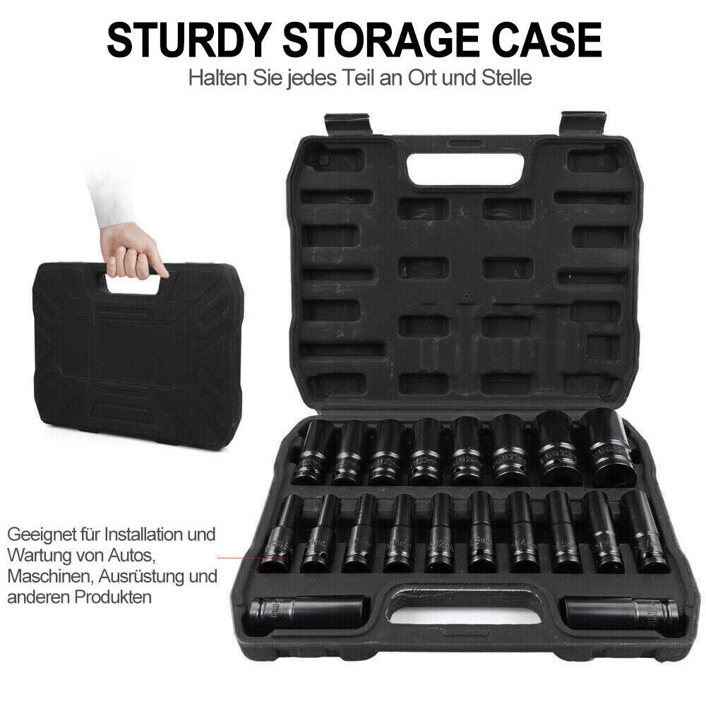 20PCS Deep Impact Socket Set 1 2 Inch Drive Metric 8 - 32mm Lifetime Warranty UK - 5 - CJ