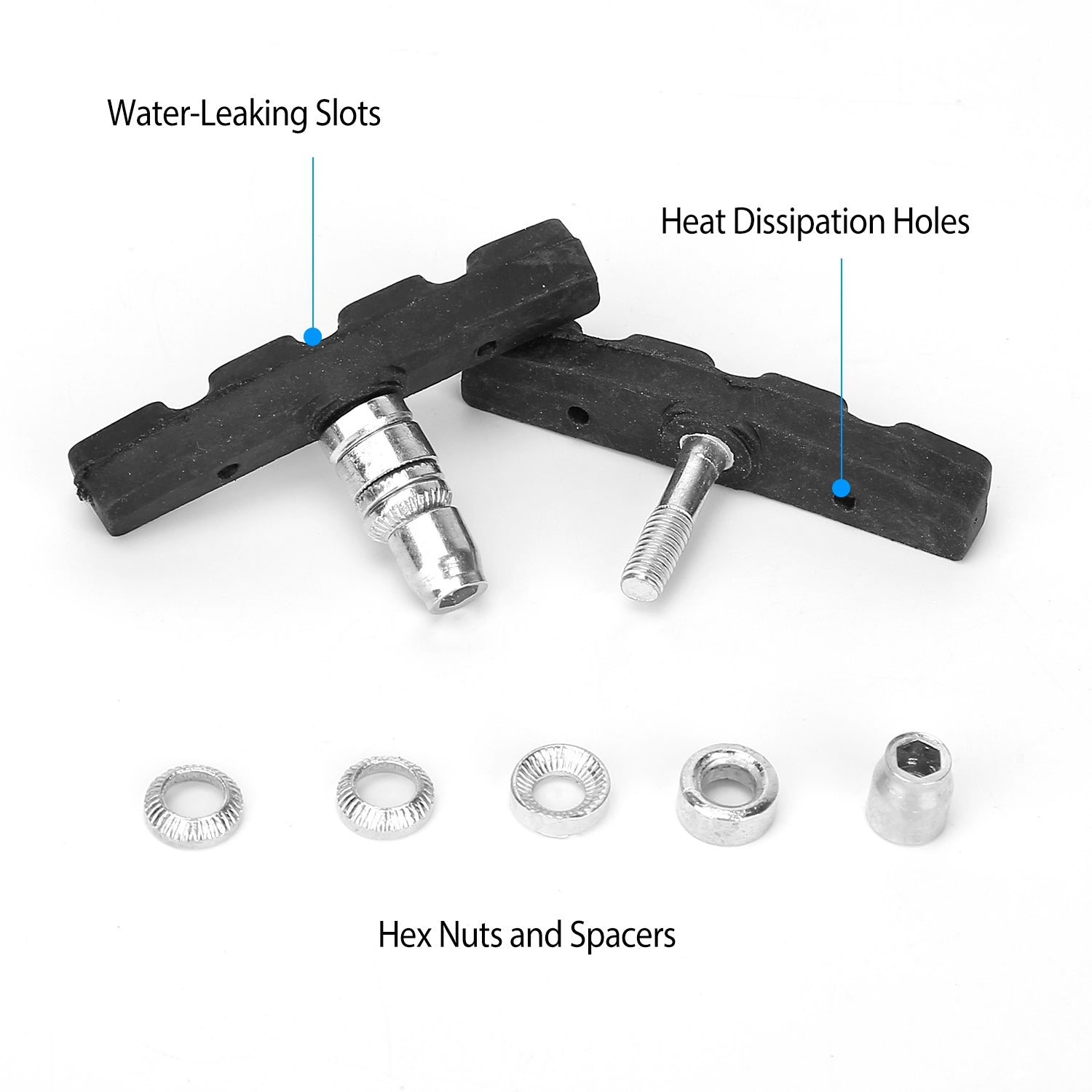 5 Pairs V Bike Brake Pads Road Mountain Bicycle V - Brake Blocks Set 70mm Non - Slip V Bicycle Stop Caliper With Hex Nuts And Spacers - 5 - CJ