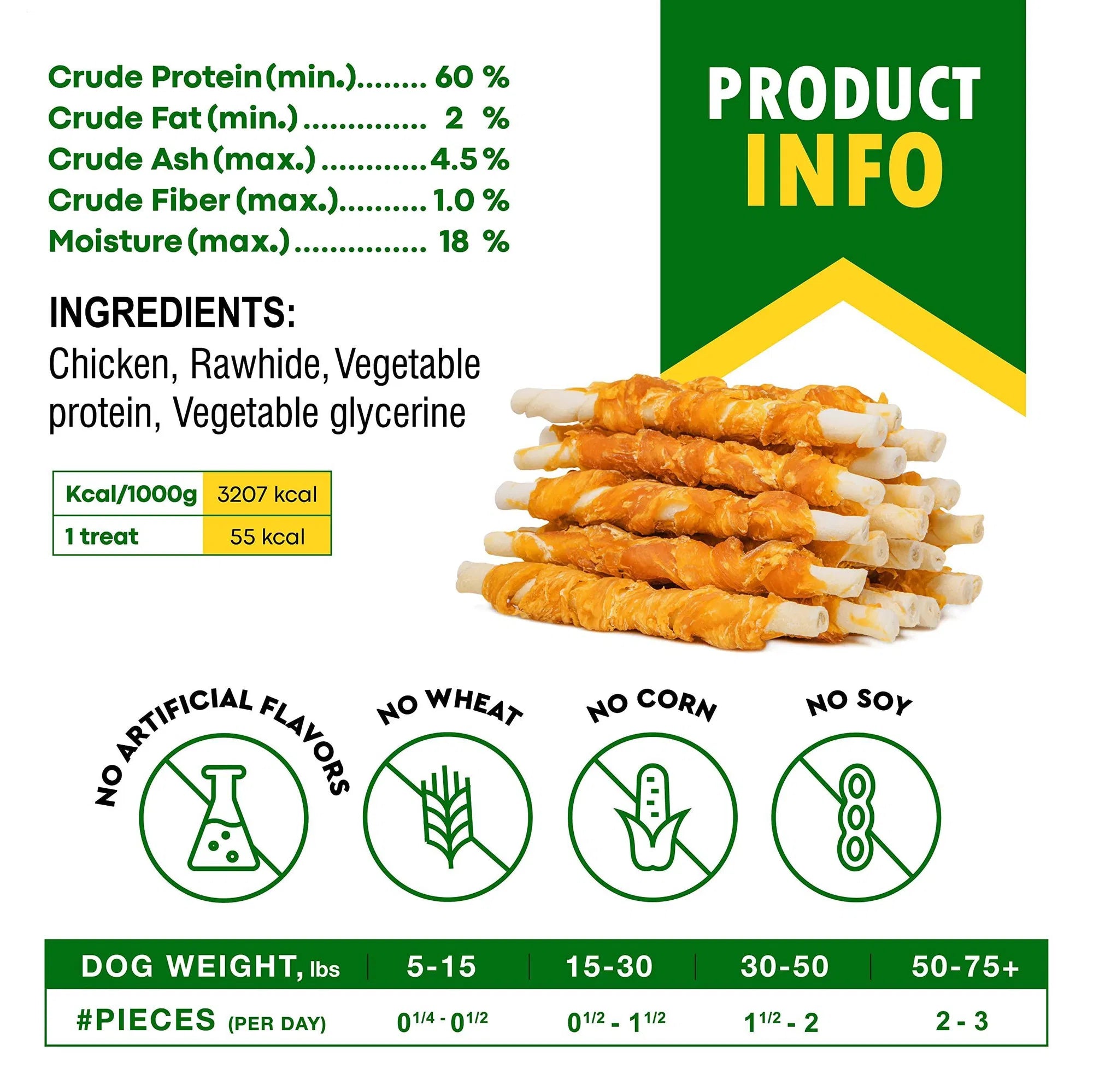 Dog Sticks Wrapped With Chicken & Pet Natural Chew Treats Grain Free Organic Meat & Human Grade Dried Snacks In Bulk For Training Small & Large Dogs - 5 - CJ