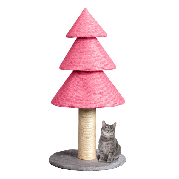 31.5in Christmas Tree Cat Scratcher, Cat Scratching Post For Indoor Cats, Large Sisal Cat Scratching Tree Cat Scratch Tower, - Pink - 5 - CJ
