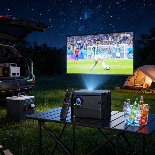 Smart Projector, Android 9.0, 150 ANSI Lumens, Native 720P Supports 4K, Auto Keystone, Electric Focus, Dual - band WiFi - 5 - CJ
