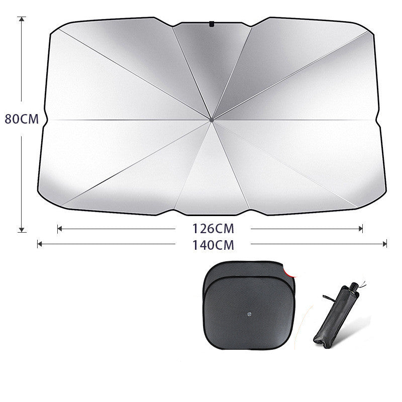 Foldable Car Windshield Sun Shade Umbrella UV Protection Heat Insulation Parasol Auto Front Window Cover Interior Protector Summer Gadgets - 0 - CJ - Titanium silver - Large with 2pcs mesh - CJQT123821517QJ