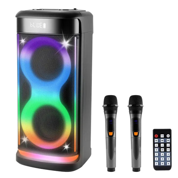 Portable Wireless Party Speaker With LED Light Wireless Mic Remote Control TWS Treble Bass Mic. Echo Music Accompany Mic. Priority Guitar In - 5 - CJ