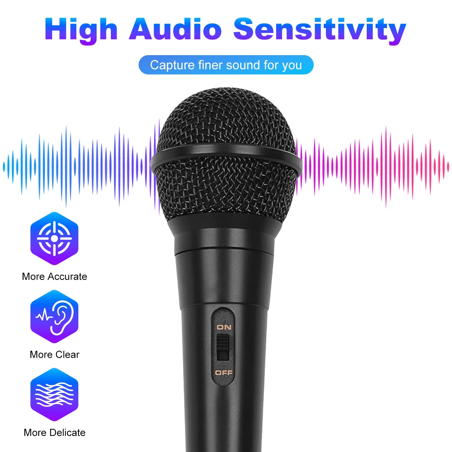 1Pc Handheld Wired Microphone Cardioid Dynamic Vocal Mic With On Off Button 13ft Cable 6.35 Mm Jack For Speaker Karaoke Ampilifier Mixer Professional Studio Live Performance - 5 - CJ