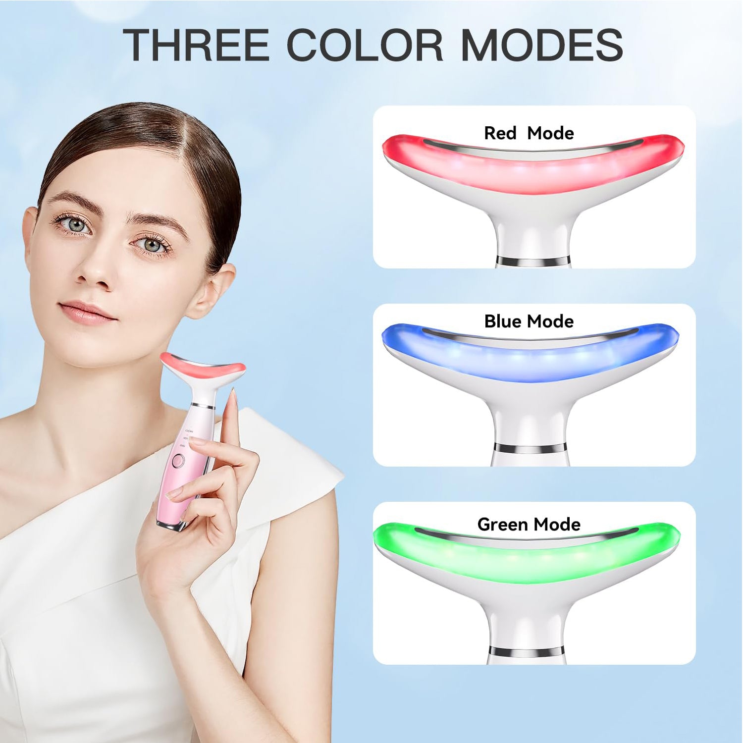 Neck Face Massager, Skin Care Face Massage Tool, 3 - in - 1 Facial Massager, Face Sculpting Tool With Thermals, Vibration - 5 - CJ