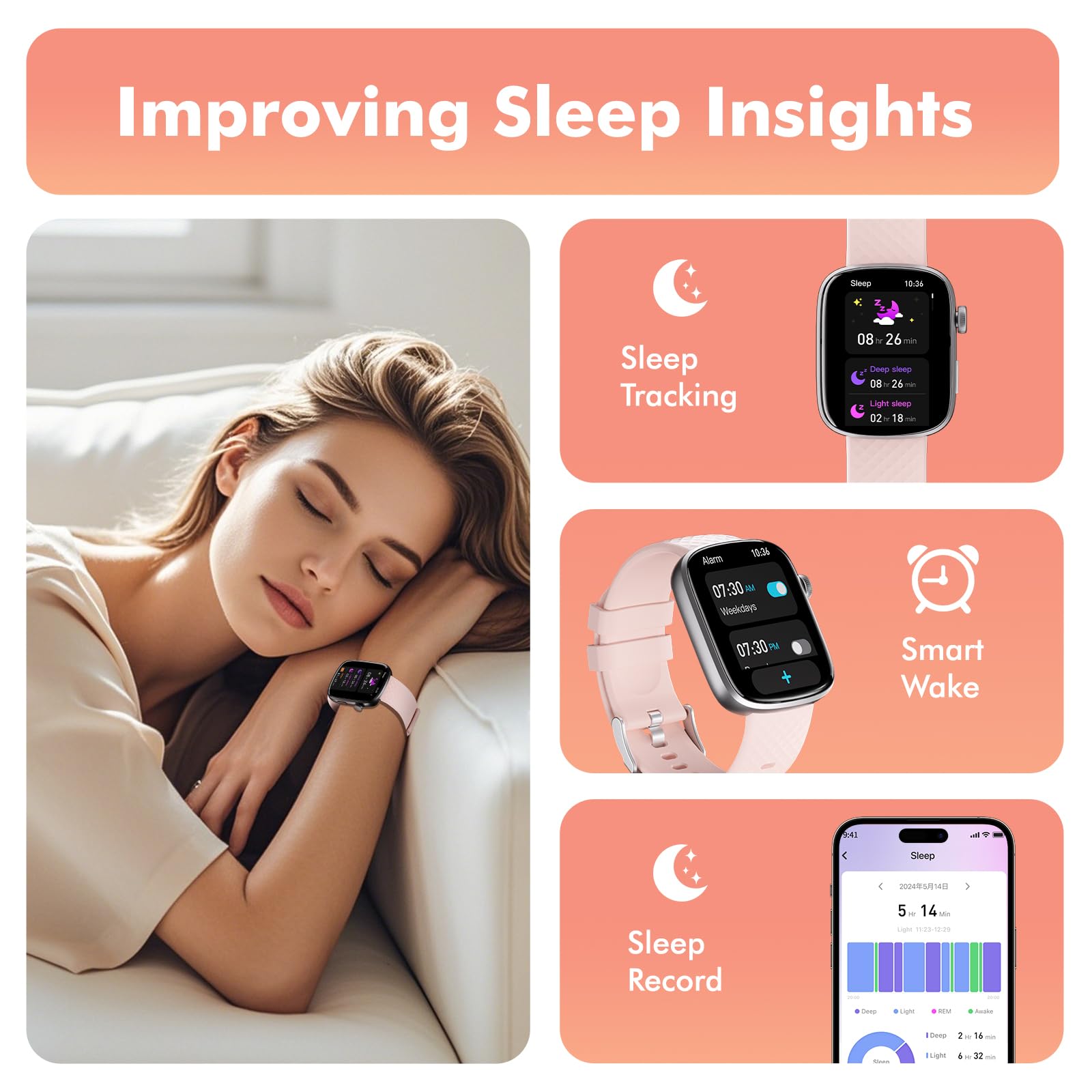 Smart Watch Bluetooth Call &1.95 HD Screen - Heart Rate SpO2 Sleep Monitor, 3ATM Waterproof Fitness Tracker For IoS Android - 5 - CJ
