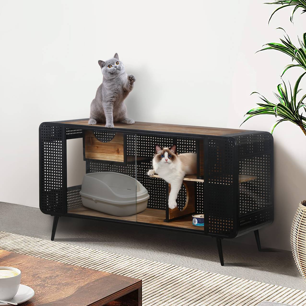 Spacious Cat House With Tempered Glass For Living Room, Hallway - 5 - CJ