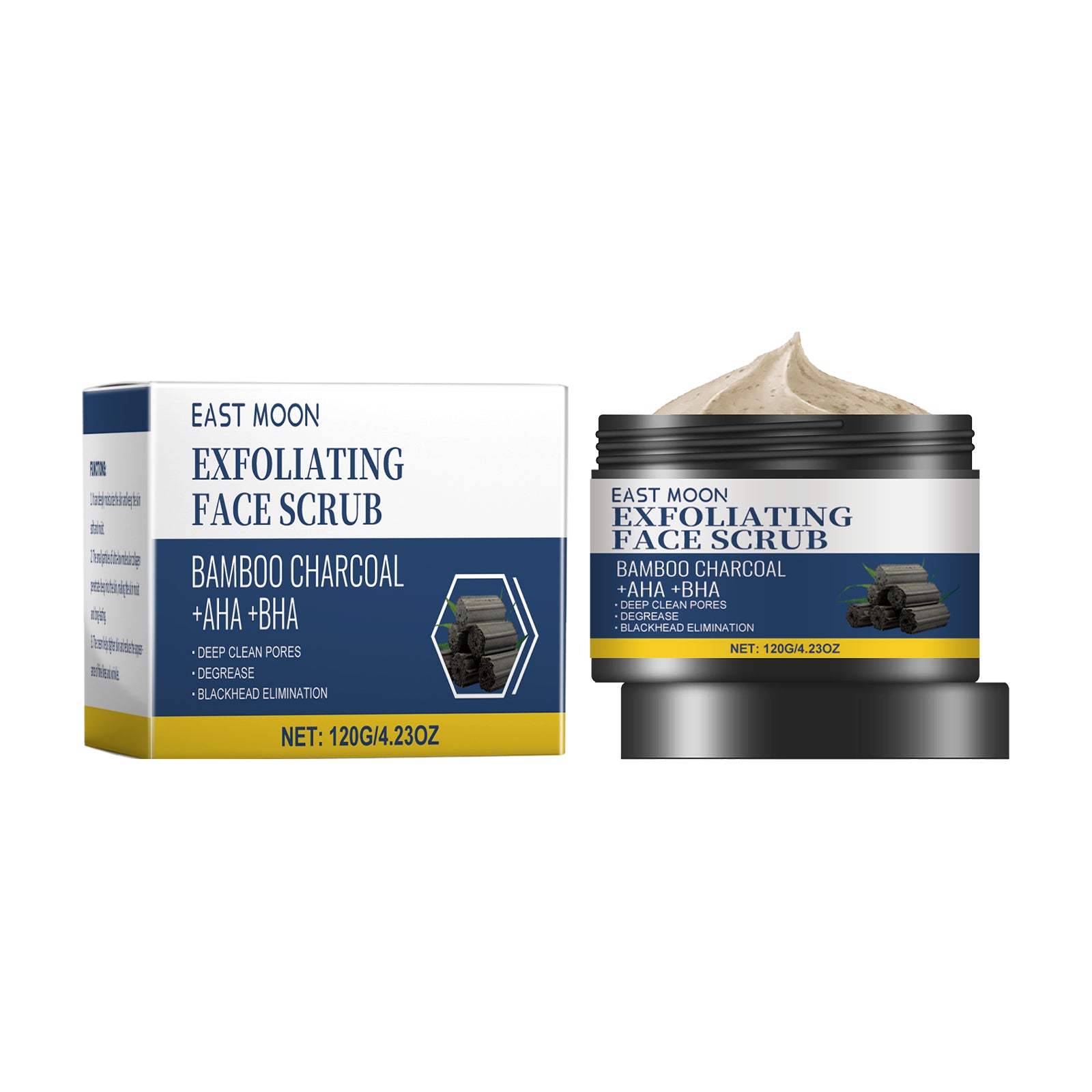 East Moon Charcoal Facial Scrub, Gentle Exfoliating Comfort Cleansing Face Moisturizing Moisturizing Scrub - 5 - CJ