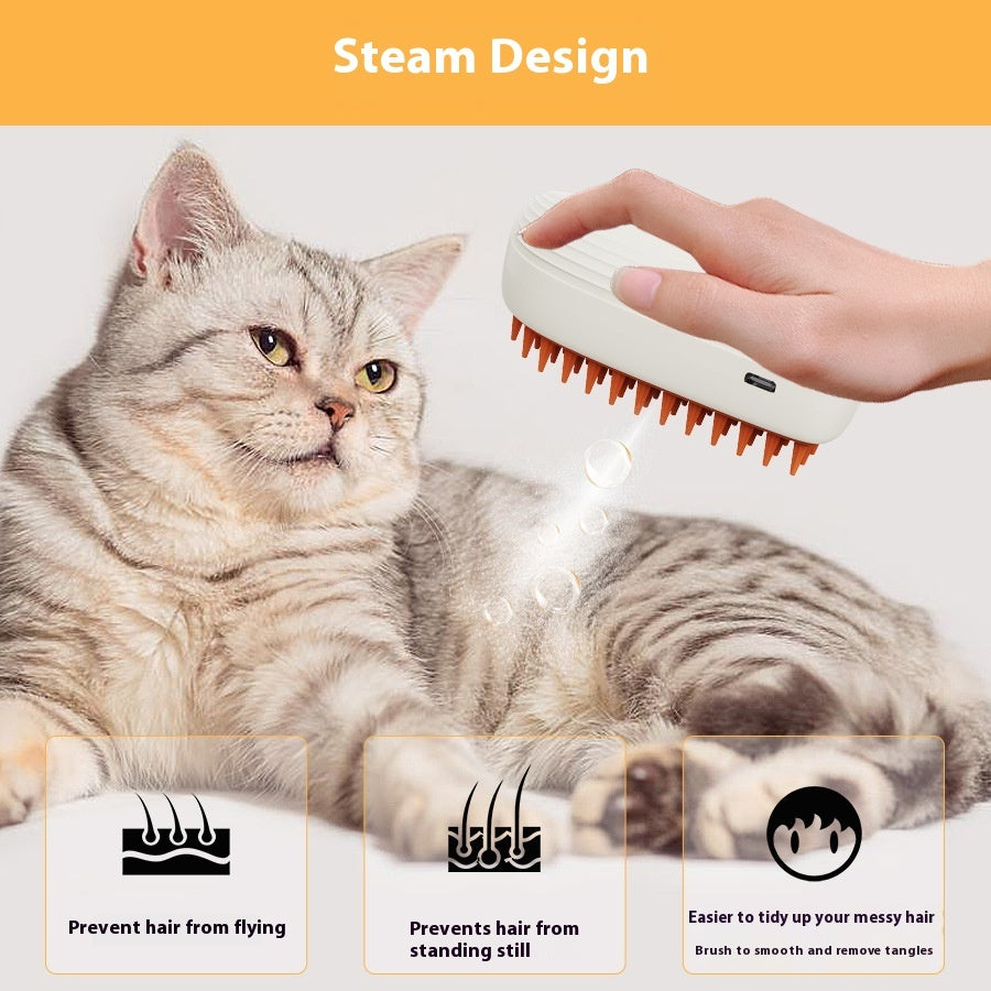 USB Rechargeable Pets Steam Brush Spray Massage Comb Pet Grooming Tools Cat Steam Comb Pet Products - 0 - CJ