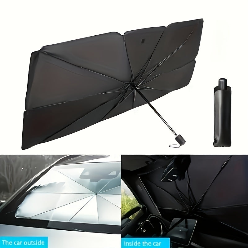 UPF50 - Sunshade - UPF50 - Compact Roll - Up Sunshade For Front Window - Heat Insulation And UV Protection, Easy - to - Use Auto Interior Accessory, Fits Most Vehicles, Sun Protection Curtain, Sleek Black Umb - 5 - cjdropshipping
