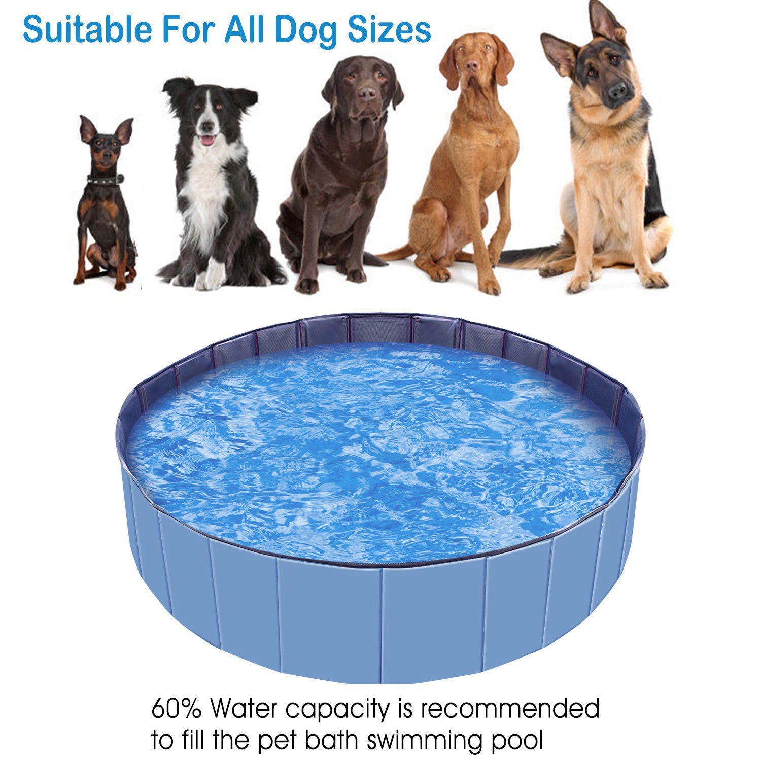 1Pc 160 X 160 X 30cm - 63.0 X 63.0 X 11.8inch Foldable Pet Swimming Pool PVC Dog Swim Pool Bathing Tub Playmat Pools - 5 - CJ