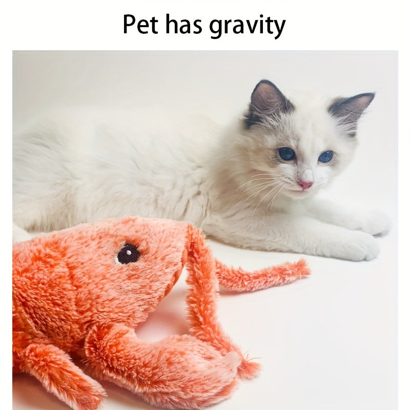 Pet Gravity Shrimp Plush Toy USB Charging Simulate Lobster Electric Jumping Cat Toys, Simulation Lobster Dog Toy, USB Charging With Catnip Plush Cat Toy, Pet Dog Cats Stuffed Interactive Toy - 5 - CJ