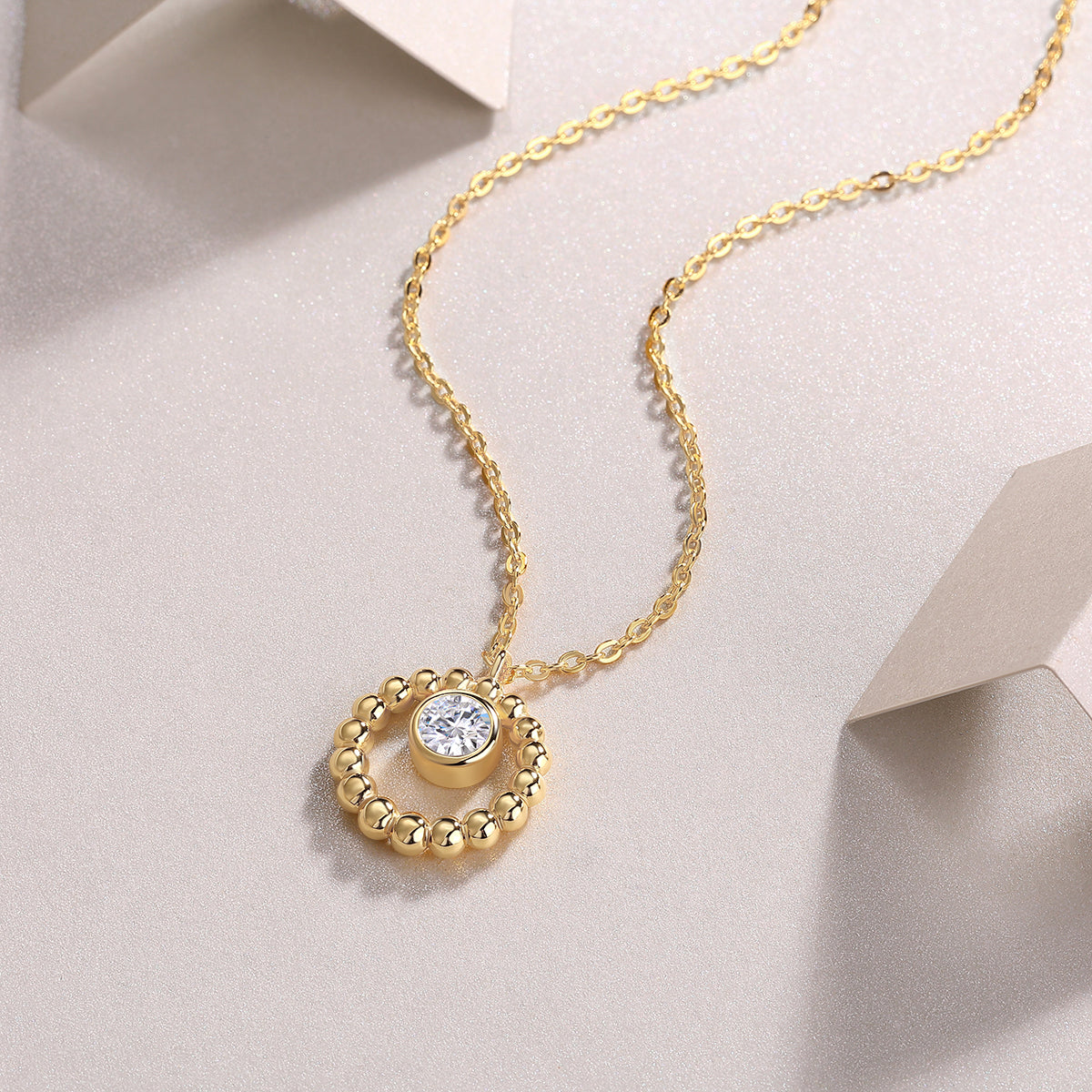 1Moon Pearl - A Fashionable And Trendy Diamond Pendant Necklace Set With 0.5 - carat Moissanite S925 Sterling Silver And Gold Plating Prohibit TikTok sales - 5 - CJ