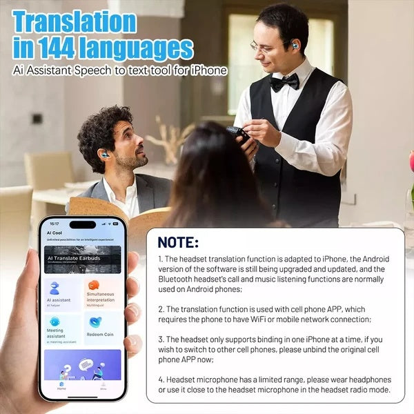 Translator Earbuds 144 Languages Real Time Online OffLine Translation Earphones - 5 - CJ