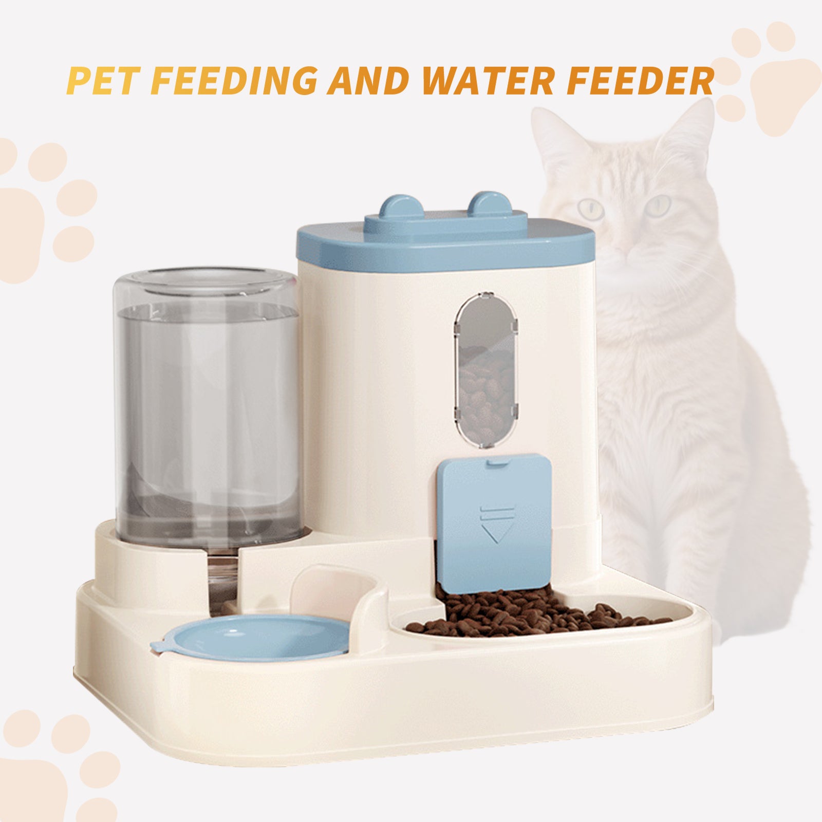 Fully Automatic 2in1 Cat Food Dispenser - Integrated Water And Food Feeding System - Cute Water Dispenser Cat Accessories - 5 - CJ