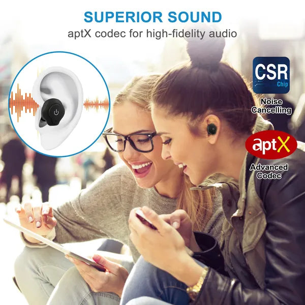 True Wireless Earbuds CSR V4.2 In - ear Stereo Headsets IP44 Waterproof Apt - X TWS Headphones Noise Cancelling - 5 - CJ