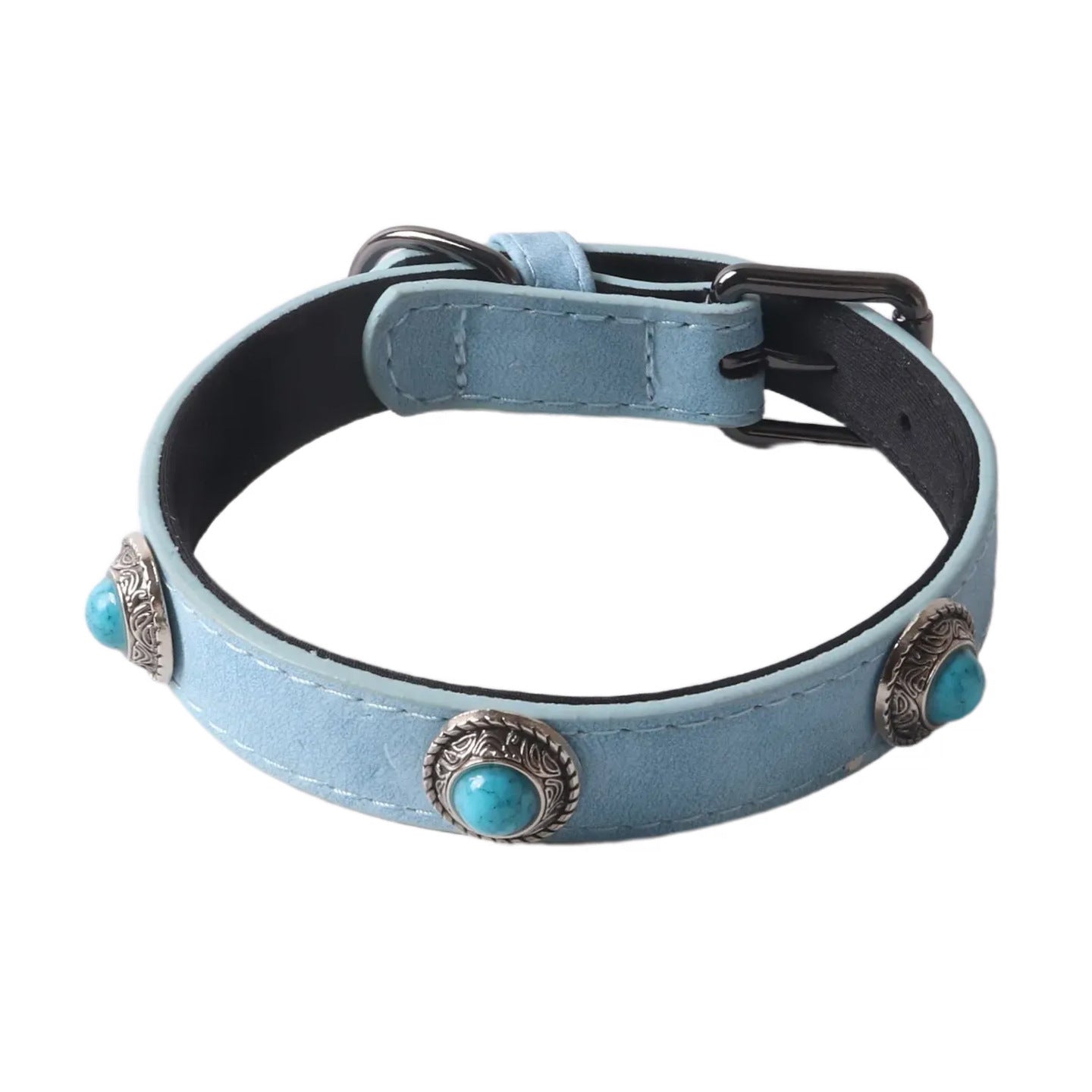 PU Leather Cat's Eye Stone Dog Collar - 0 - CJ