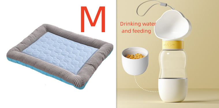Pet Cooling Pad Bed For Dogs Cats Puppy Kitten Cool Mat Pet Blanket Ice Silk Material Soft For Summer Sleeping Blue Breathable - 0 - CJ - Blue set - M - CJJT100652108HS