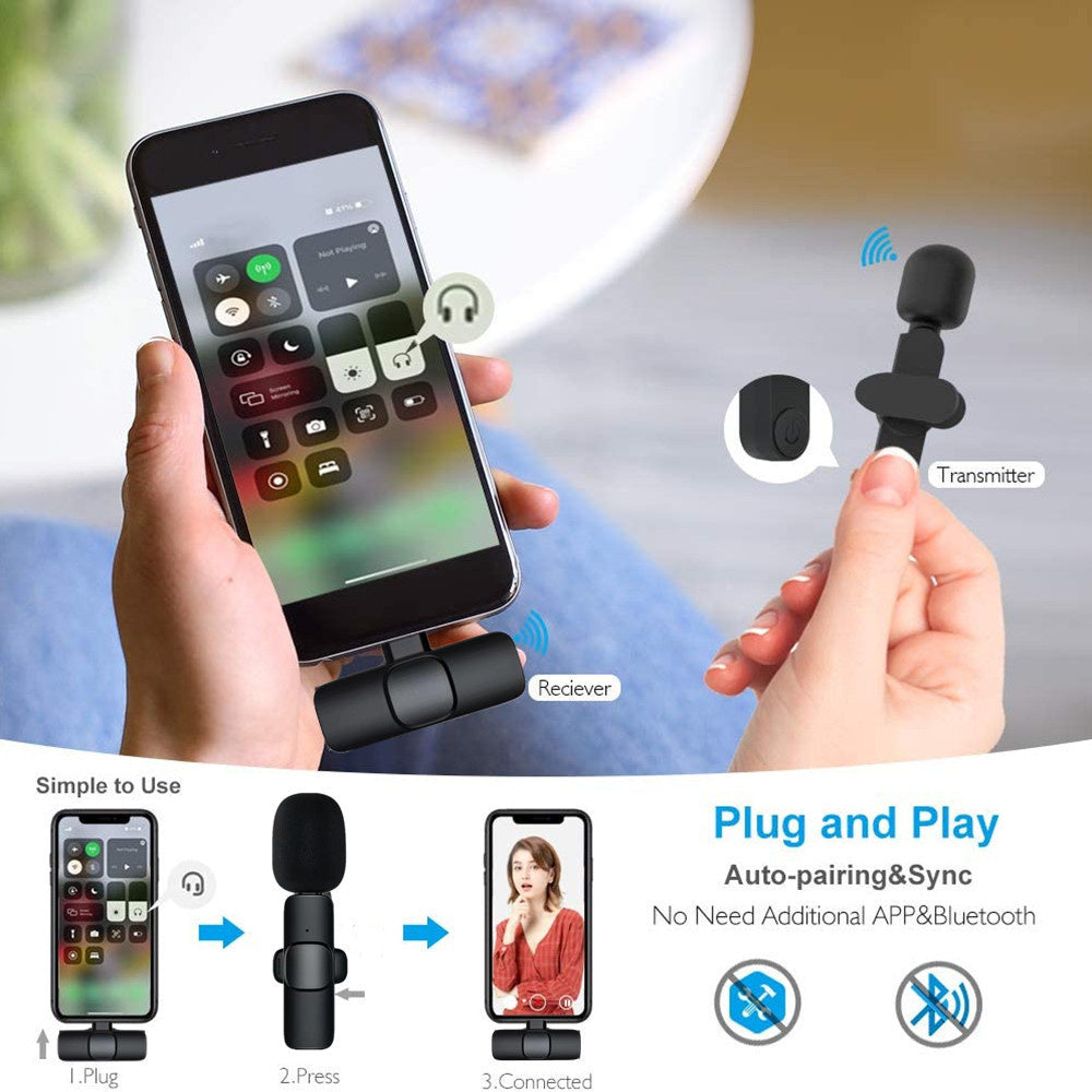 Wireless Lavalier Microphone Portable Audio Video Recording Mini Mic For I Phone Android Long Battery Life Live Broadcast Gaming - 5 - CJ