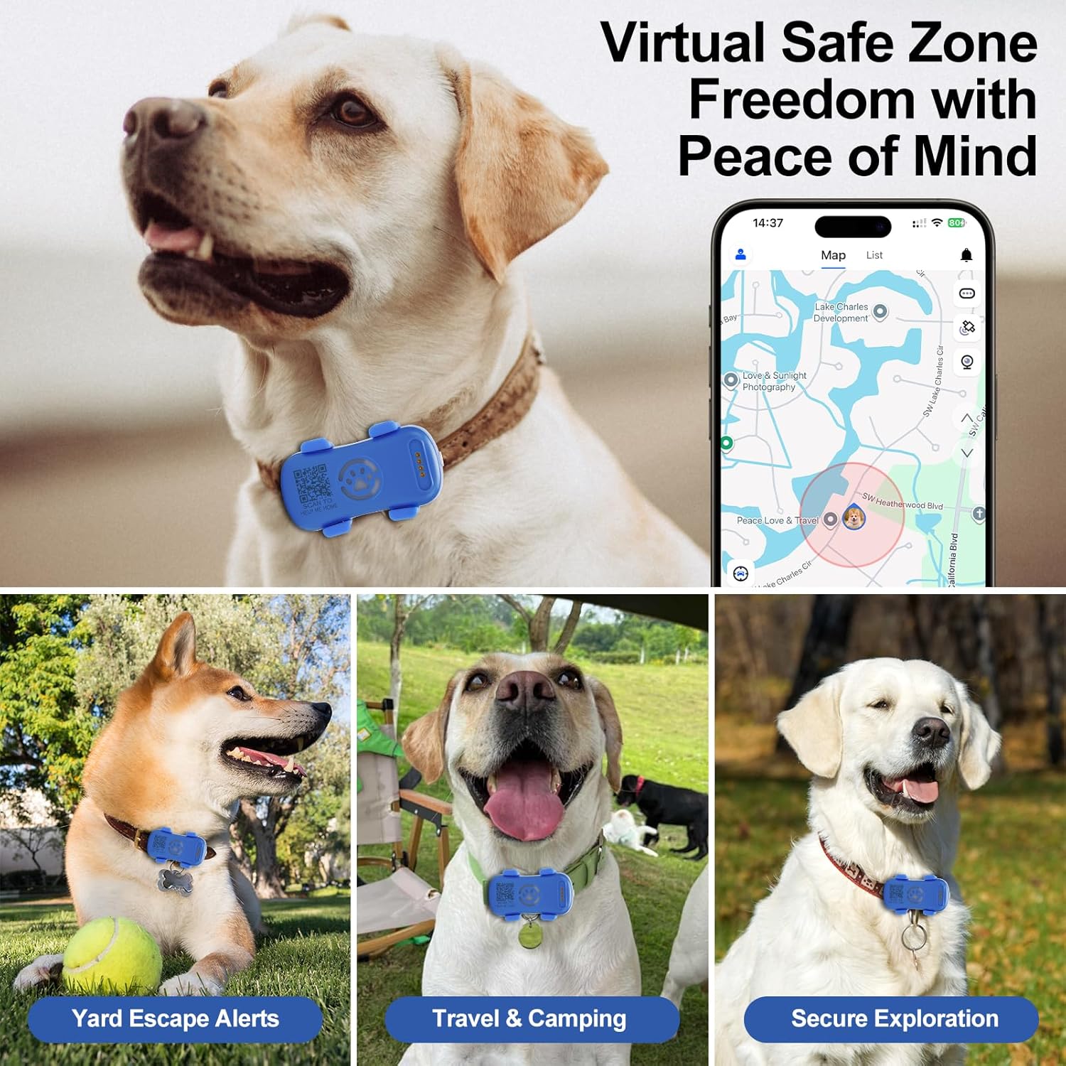 Dog GPS Tracker Real Time, Anti - Lost Pet Tracker With Geofence, Flash Light And Sound Alarm, Unlimited Distance Tracking, Fits Most Pet Collars, Subscription Required - 5 - CJ